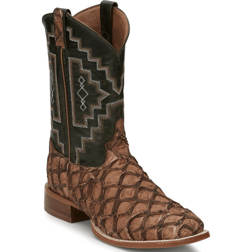 Tony Lama Men's Leviathan Pirarucu Chocolate Exotic Western Boots