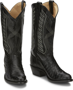 TONY LAMA Boots Tony Lama Men's Mccandles Black Full Quill Ostrich Round Toe Exotic Western Boots 8255