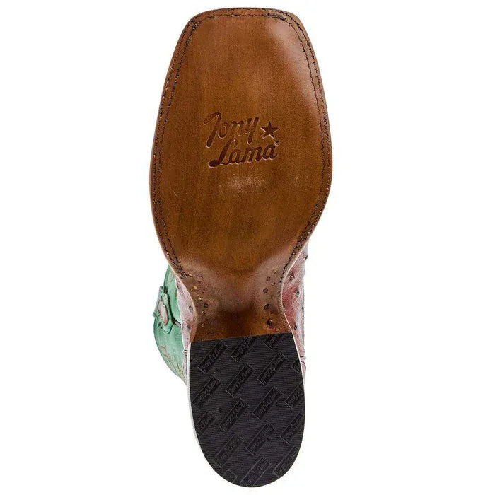 TONY LAMA Boots Tony Lama Men's Tobac & Green Full Quill Ostrich Exotic Boots EP8276