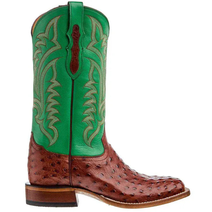 TONY LAMA Boots Tony Lama Men's Tobac & Green Full Quill Ostrich Exotic Boots EP8276