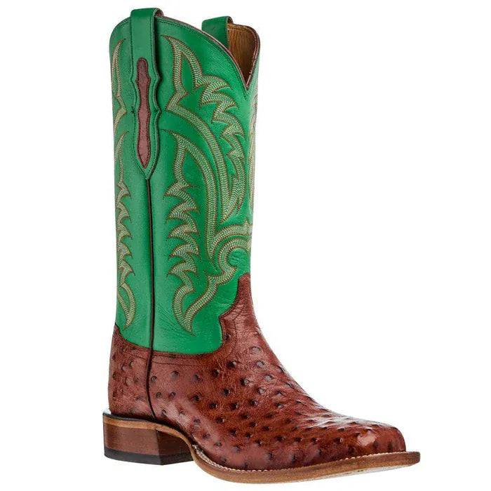 TONY LAMA Boots Tony Lama Men's Tobac & Green Full Quill Ostrich Exotic Boots EP8276