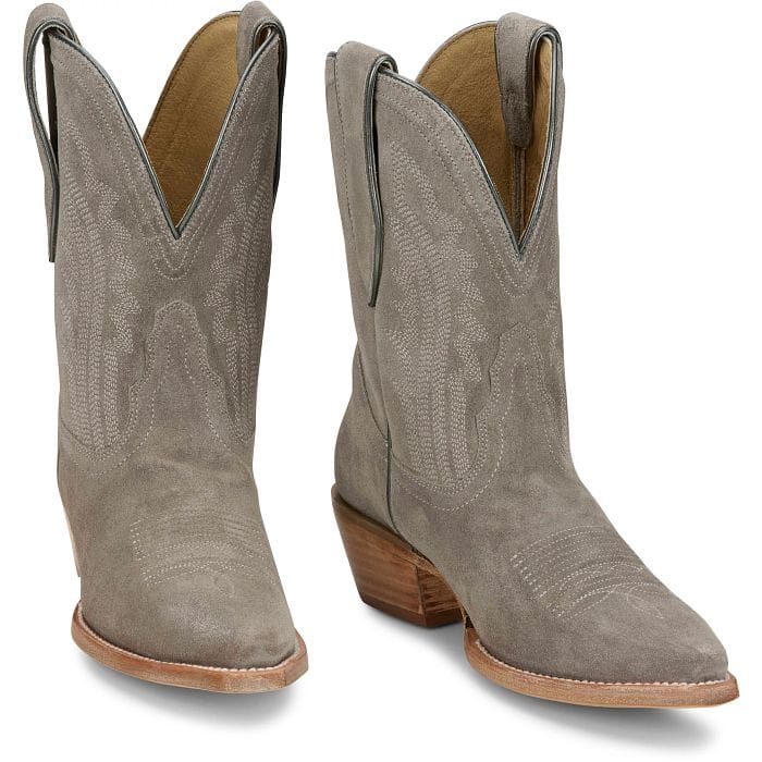 TONY LAMA Boots Tony Lama Women's Ash Grey Lea 9" Suede Western Booties DR3260
