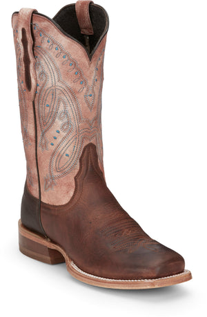 Tony Lama Boots Tony Lama Women's Gabriella Dusty Rose/Cognac Wide Square Toe Western Cowgirl Boots TL3205