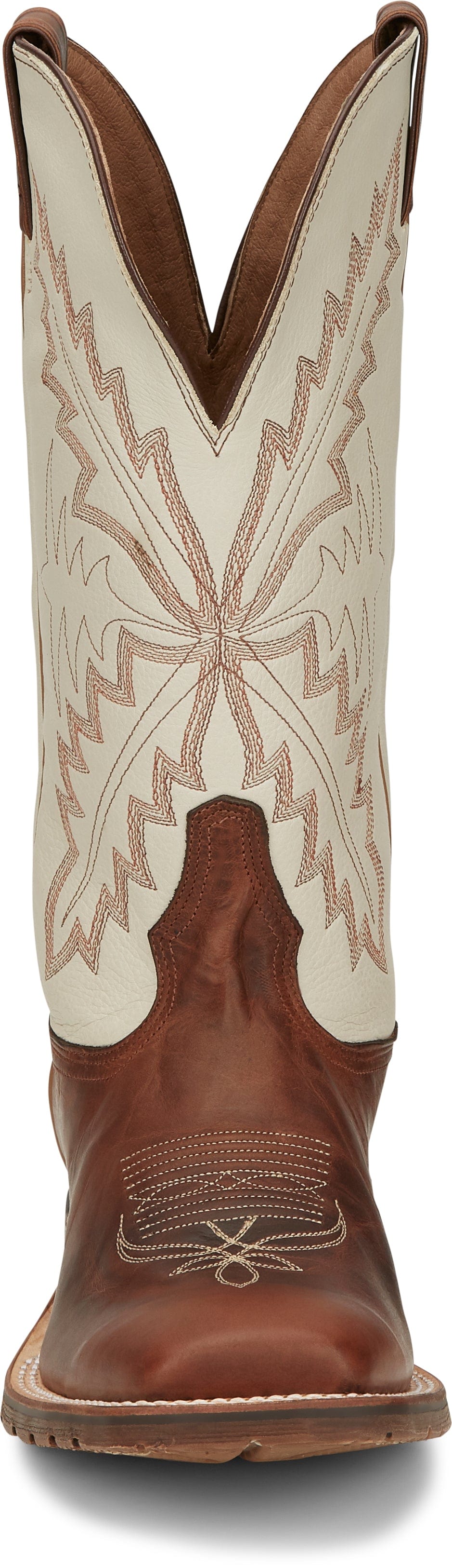 Tony Lama Men's Antonio White and Brown Square Toe Western Boots