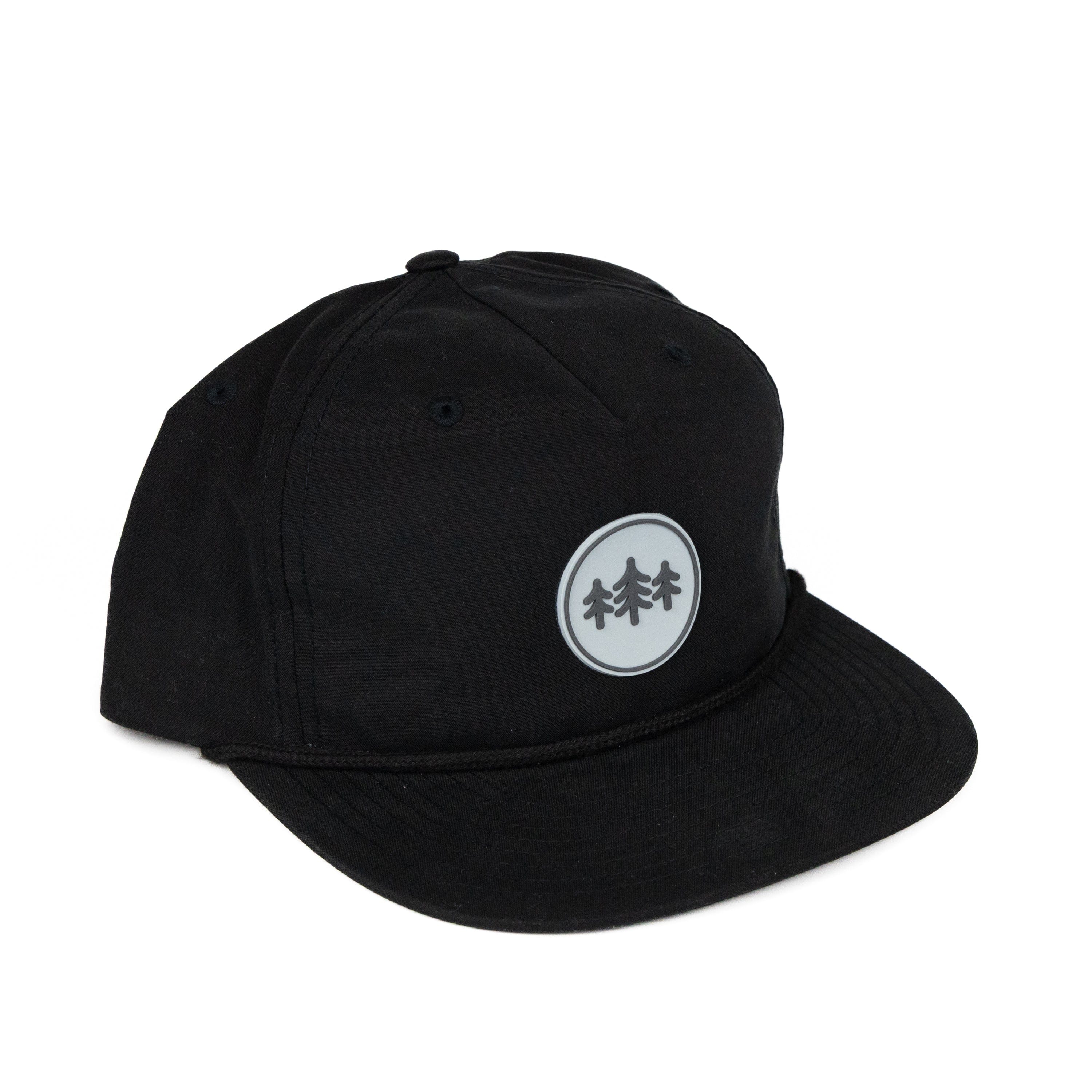 TriPine Flatbill Hat Black/ Black Rope Coin Patch Rope Flatbill Hat