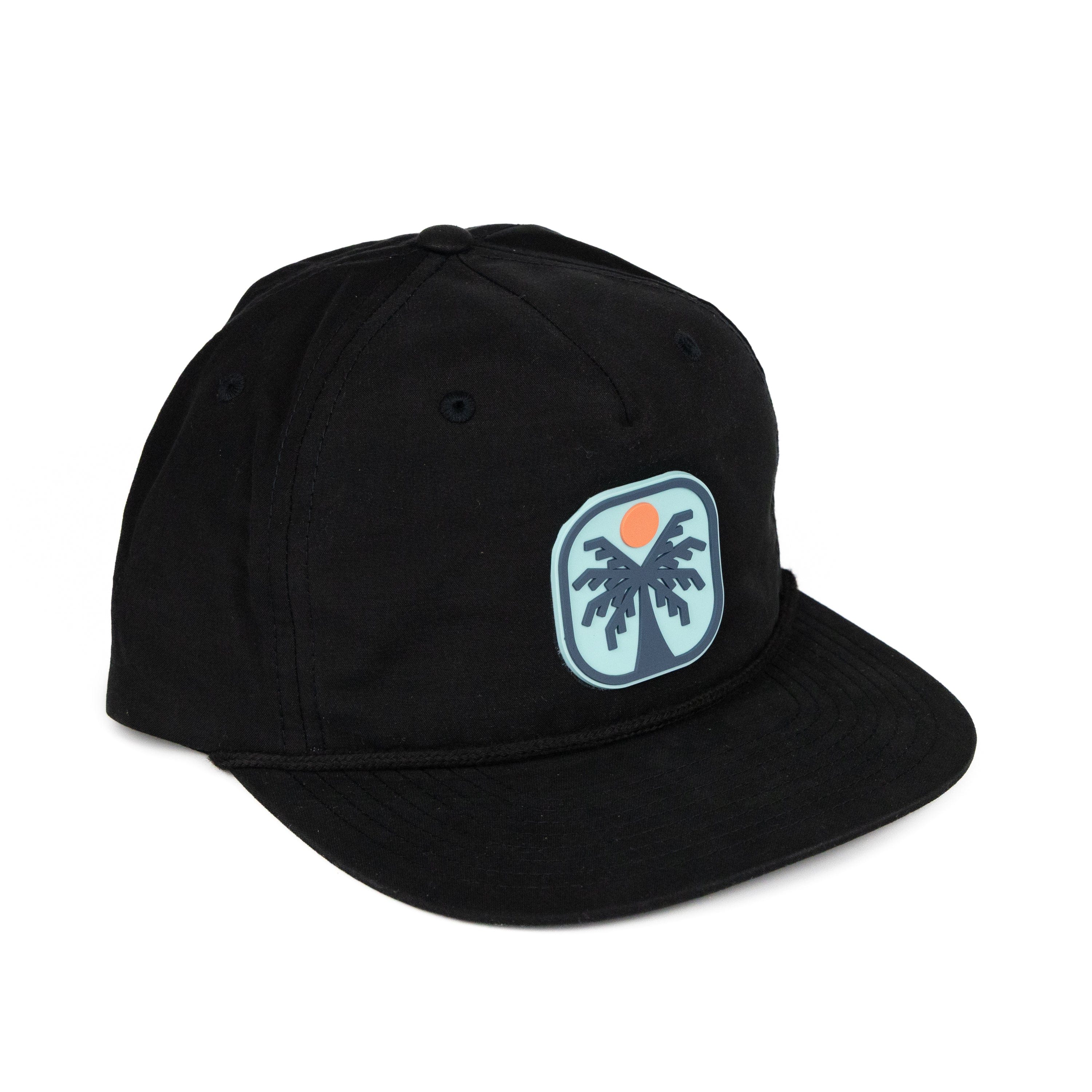 TriPine Flatbill Hat Black/ Black Rope Sol Palm Rope Flatbill Hat