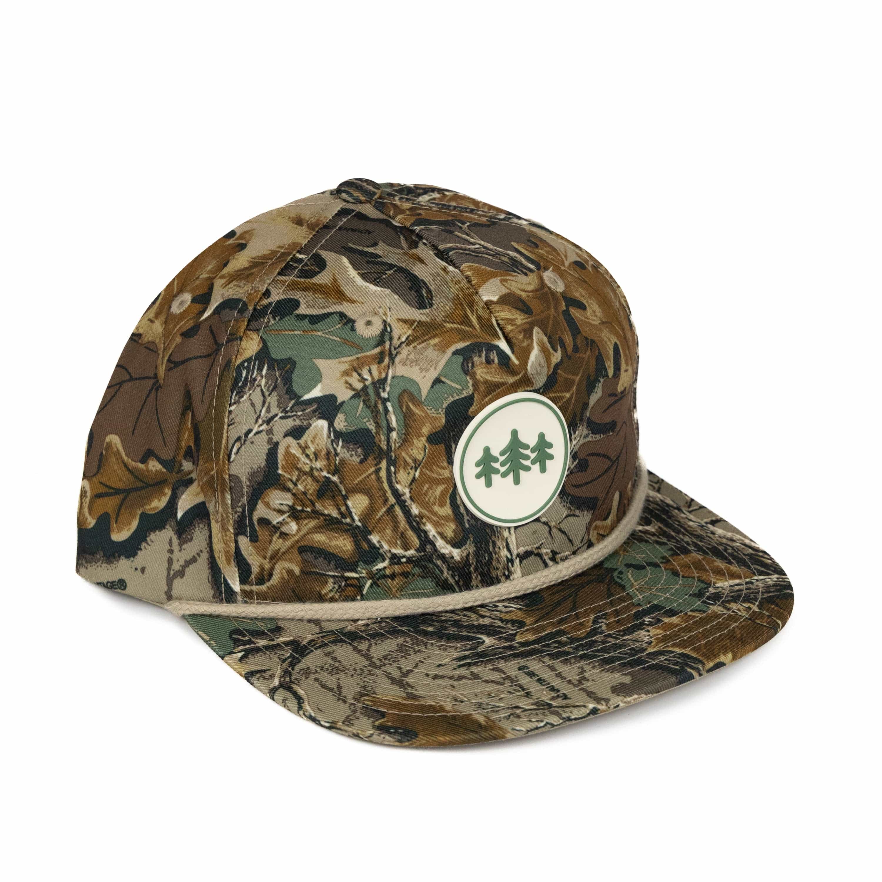 TriPine Flatbill Hat Realtree Advantage/ Khaki Rope Coin Patch Rope Flatbill Hat