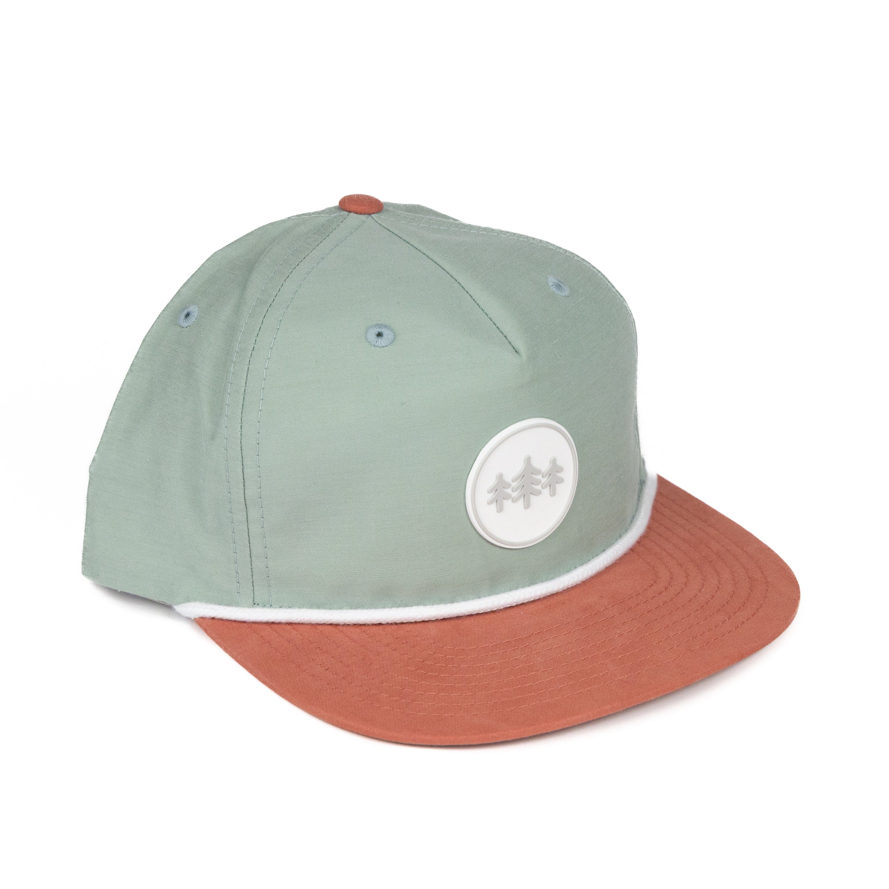 TriPine Flatbill Hat Seafoam/ Salmon/ White Rope Coin Patch Rope Flatbill Hat