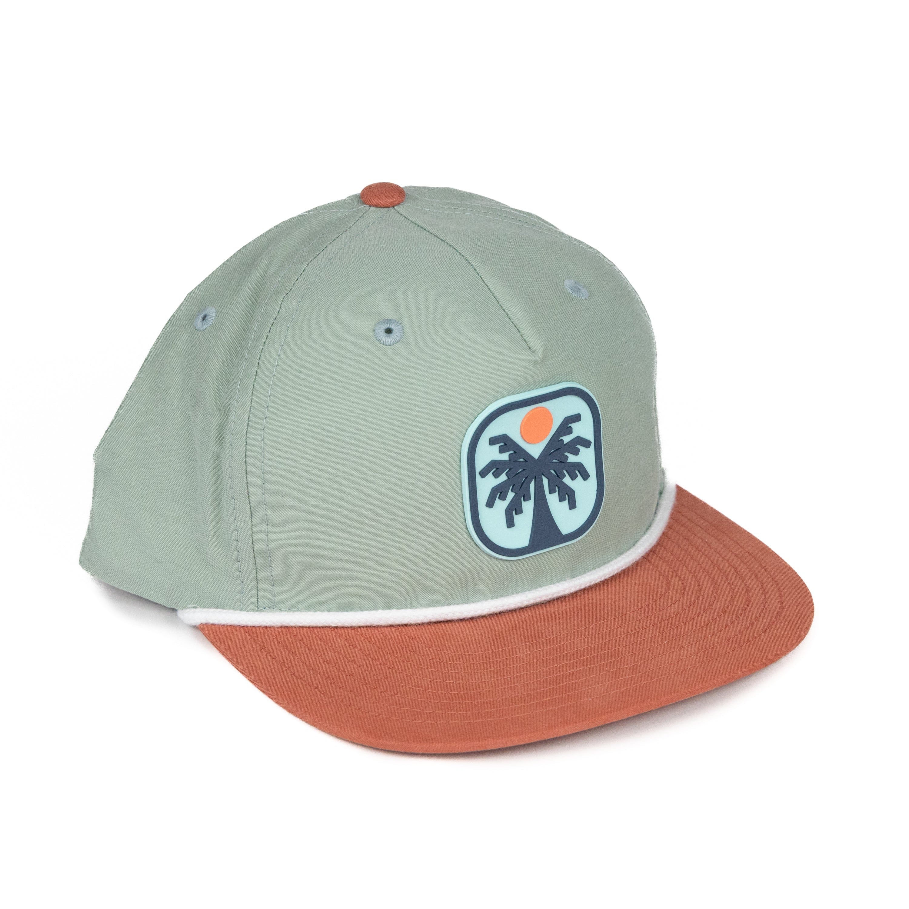 TriPine Flatbill Hat Seafoam/ Salmon/ White Rope Sol Palm Rope Flatbill Hat