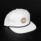 TriPine Flatbill Hat White/ Navy Rope Coin Patch Rope Flatbill Hat