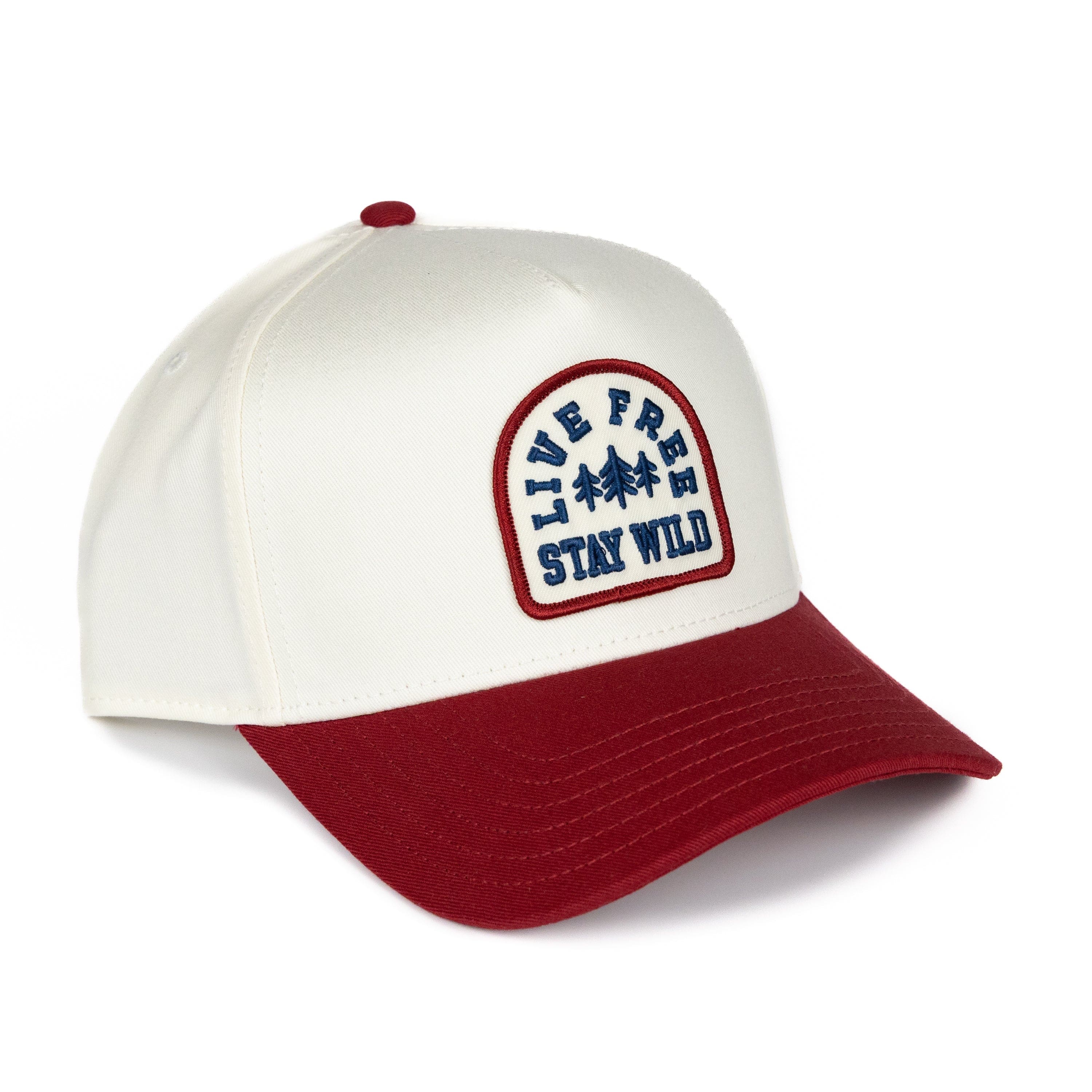 TriPine High-Profile Hat Natural/ Cardinal Live Free Stay Wild High-Profile Hat