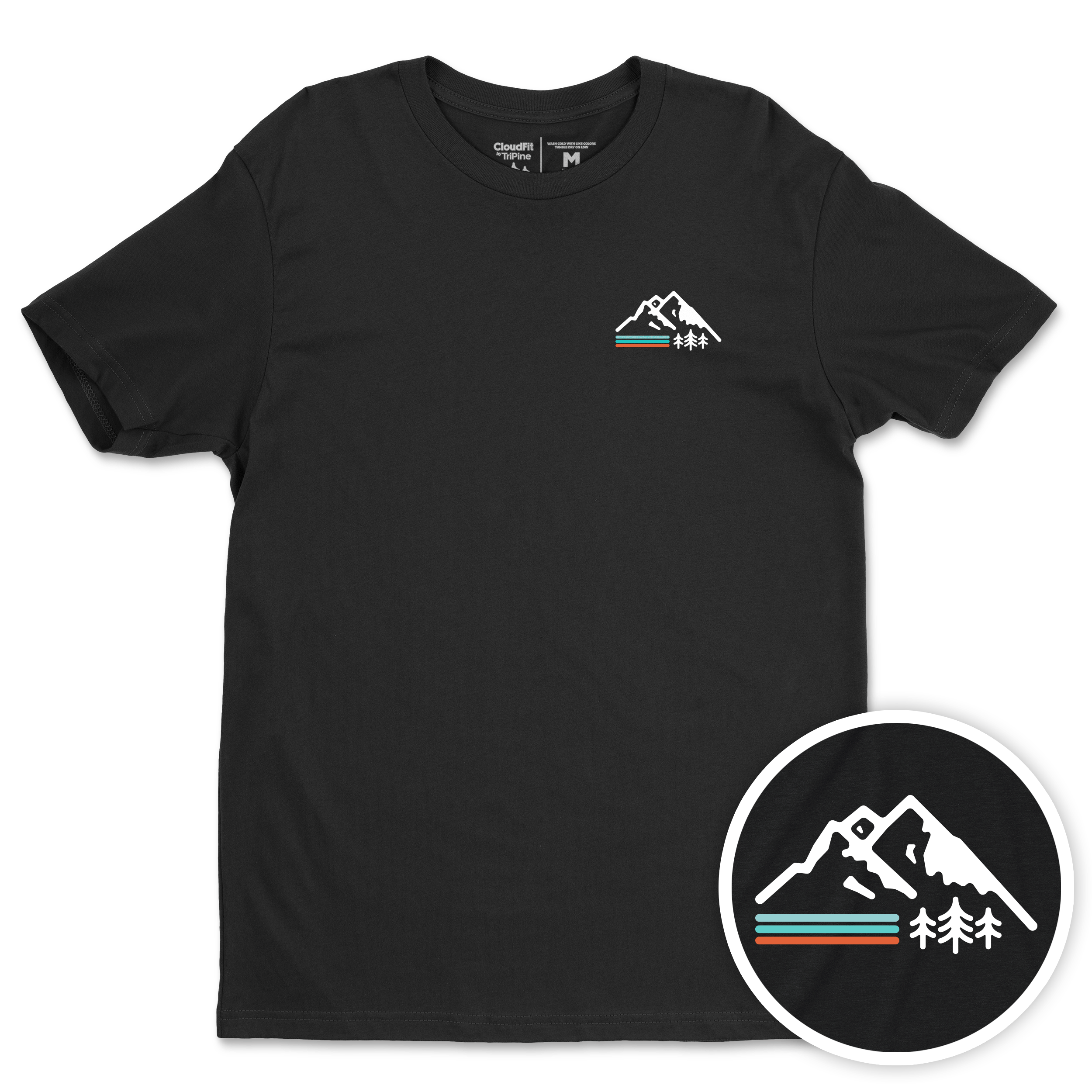 TriPine Short Sleeve Tee Black / Small Retro Mountain CloudFit Tee