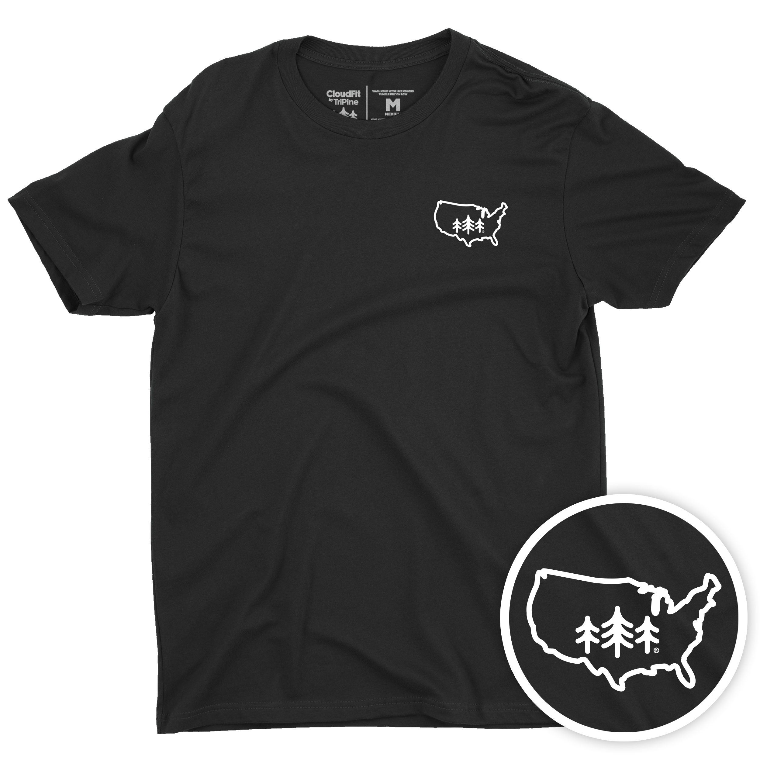 TriPine Short Sleeve Tee Black / Small USA TriPine CloudFit Tee