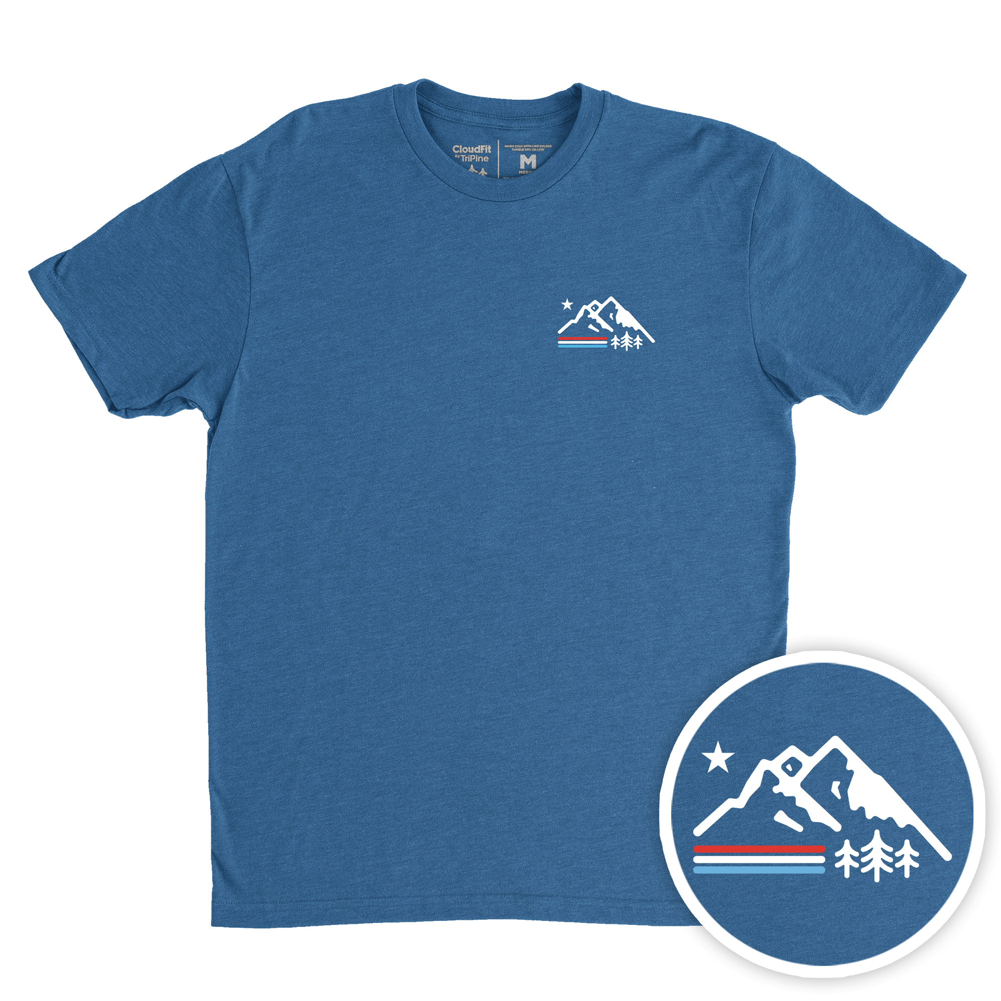 TriPine Short Sleeve Tee Heather Cool Blue / Small Independence Retro Mountain CloudFit Tee
