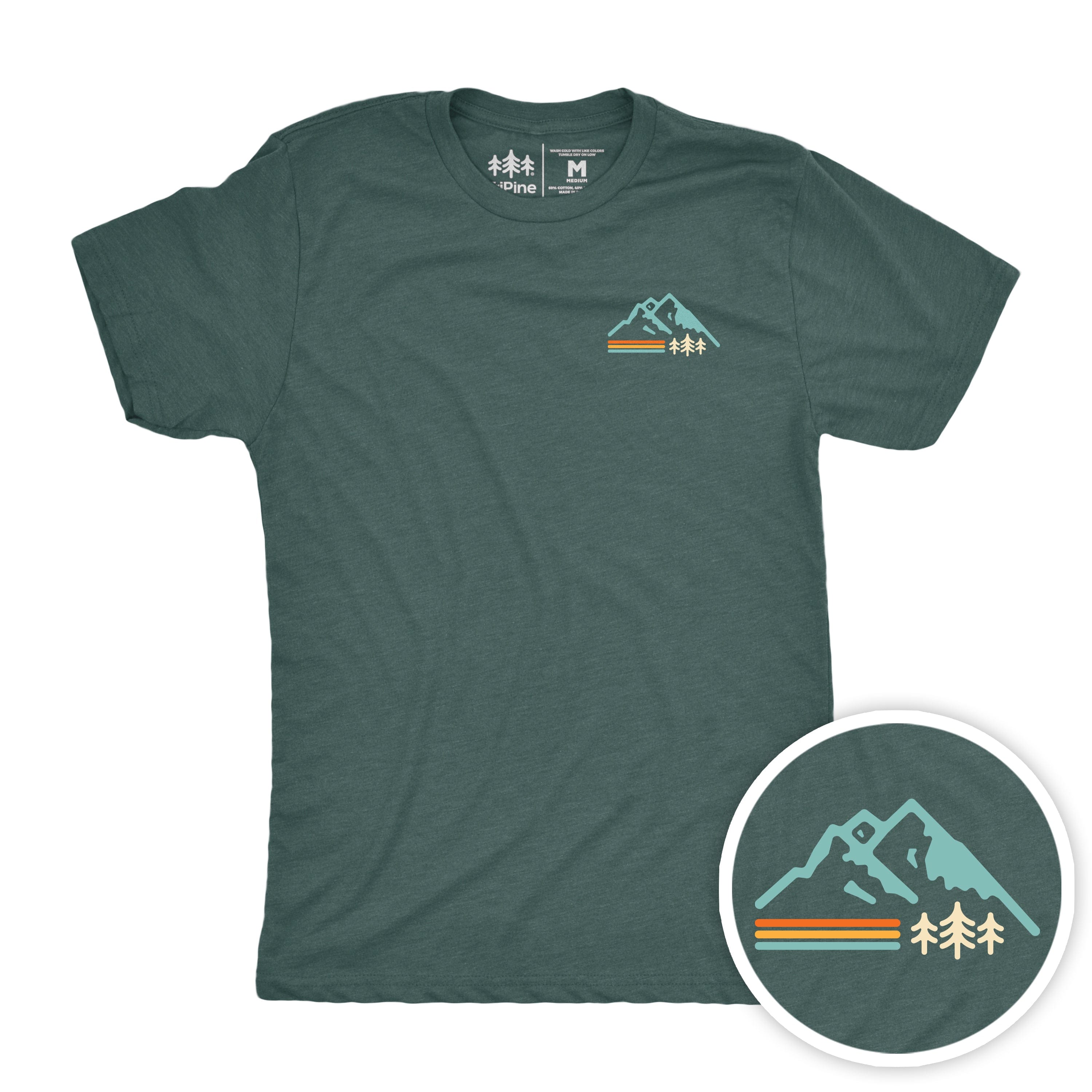 TriPine Short Sleeve Tee Heather Forest / Small Retro Mountain CloudFit Tee