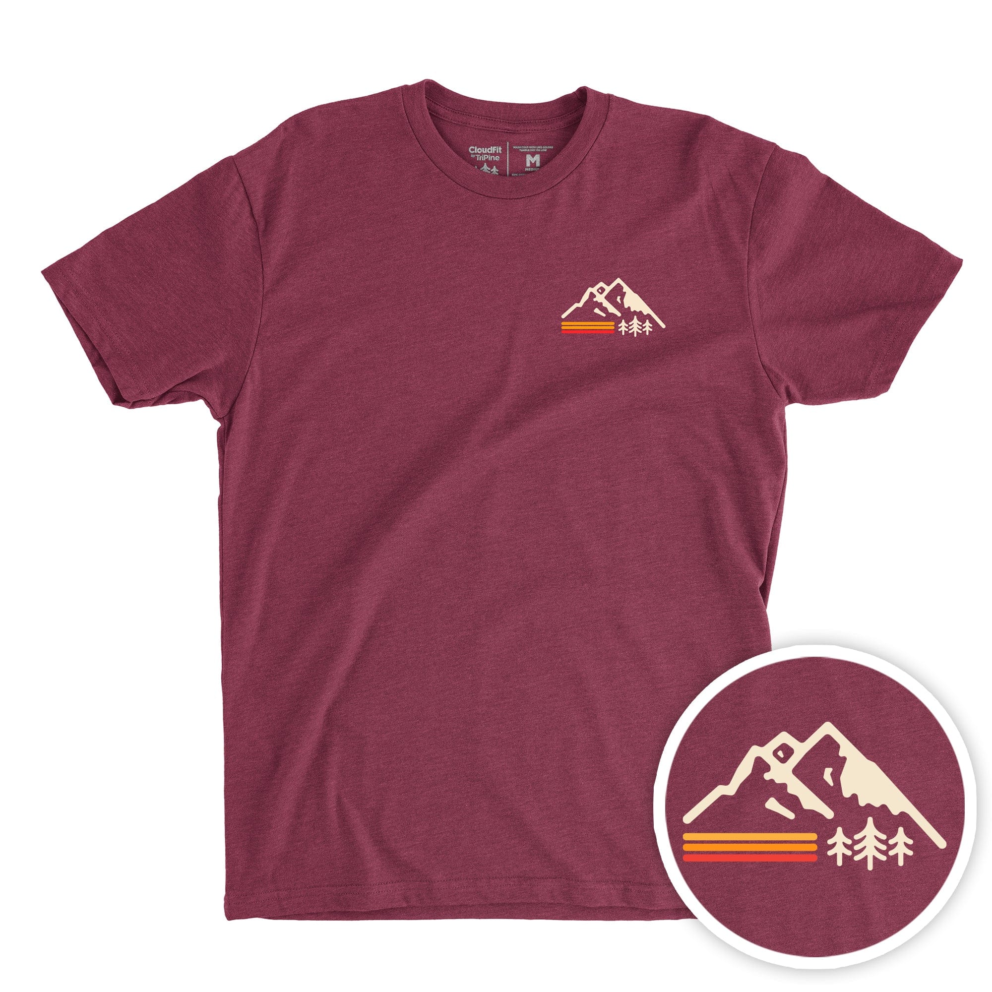 TriPine Short Sleeve Tee Heather Maroon / Small Retro Mountain CloudFit Tee