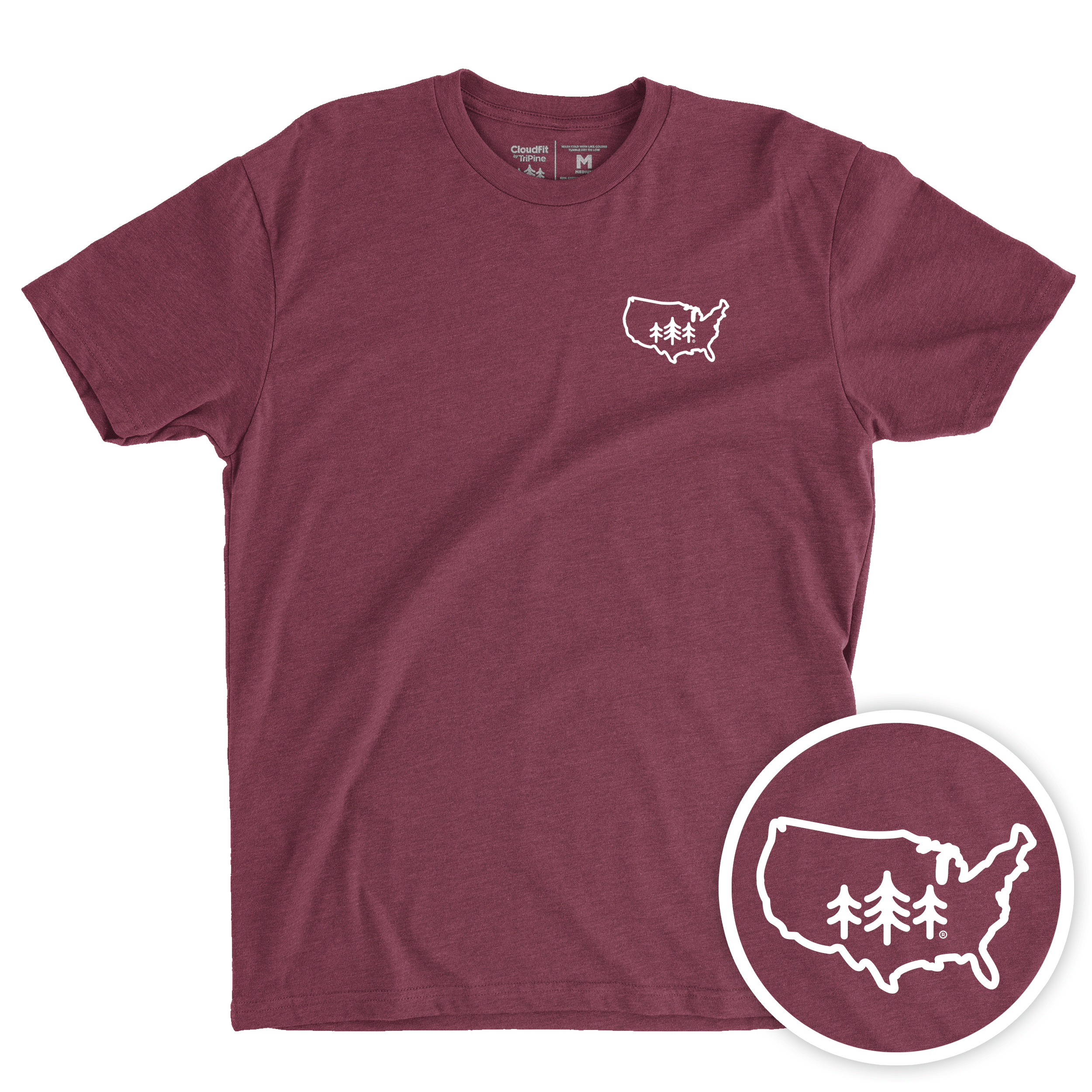 TriPine Short Sleeve Tee Heather Maroon / Small USA TriPine CloudFit Tee