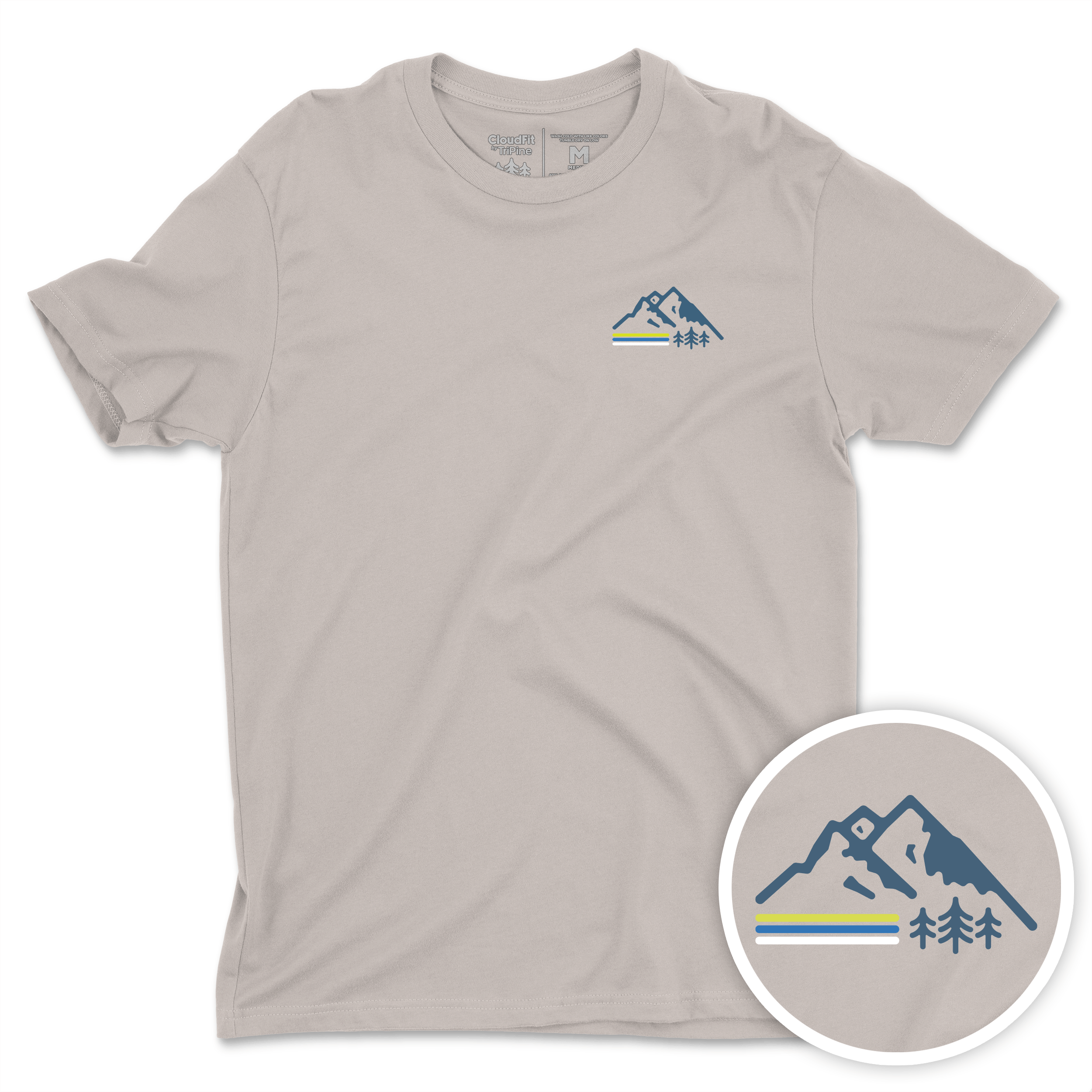 TriPine Short Sleeve Tee Light Gray / Small Retro Mountain CloudFit Tee