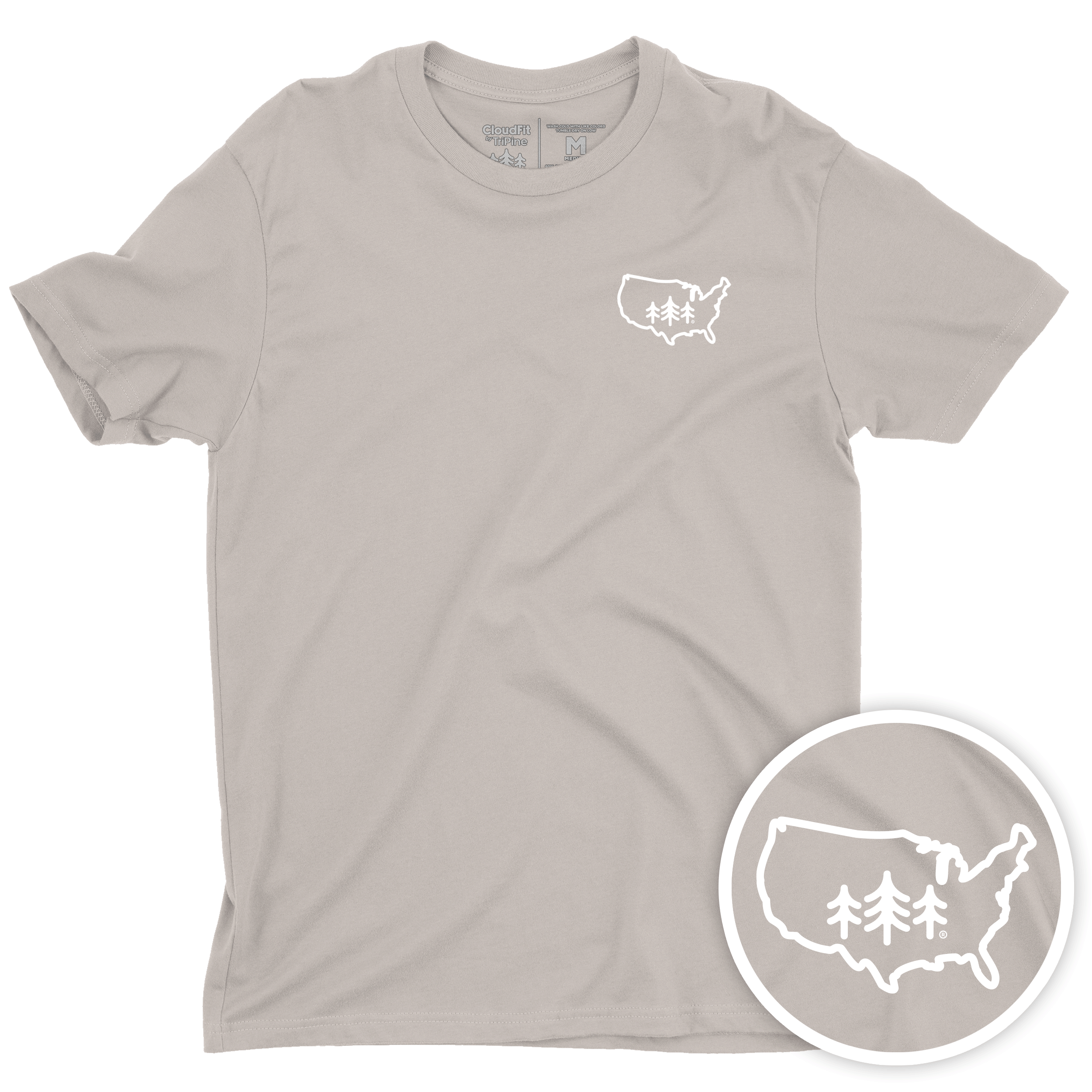 TriPine Short Sleeve Tee Light Gray / Small USA TriPine CloudFit Tee