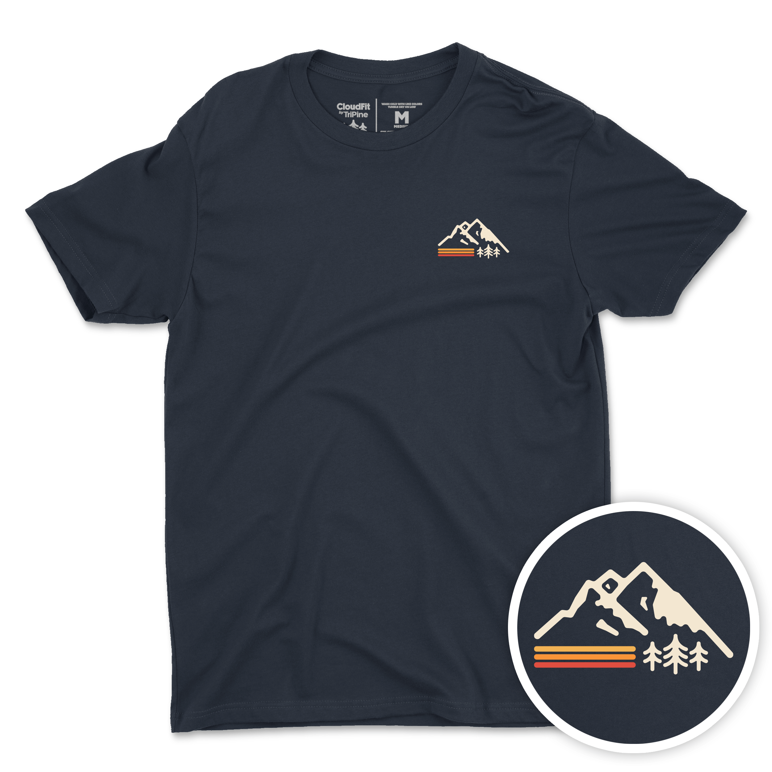 TriPine Short Sleeve Tee Navy / Small Retro Mountain CloudFit Tee