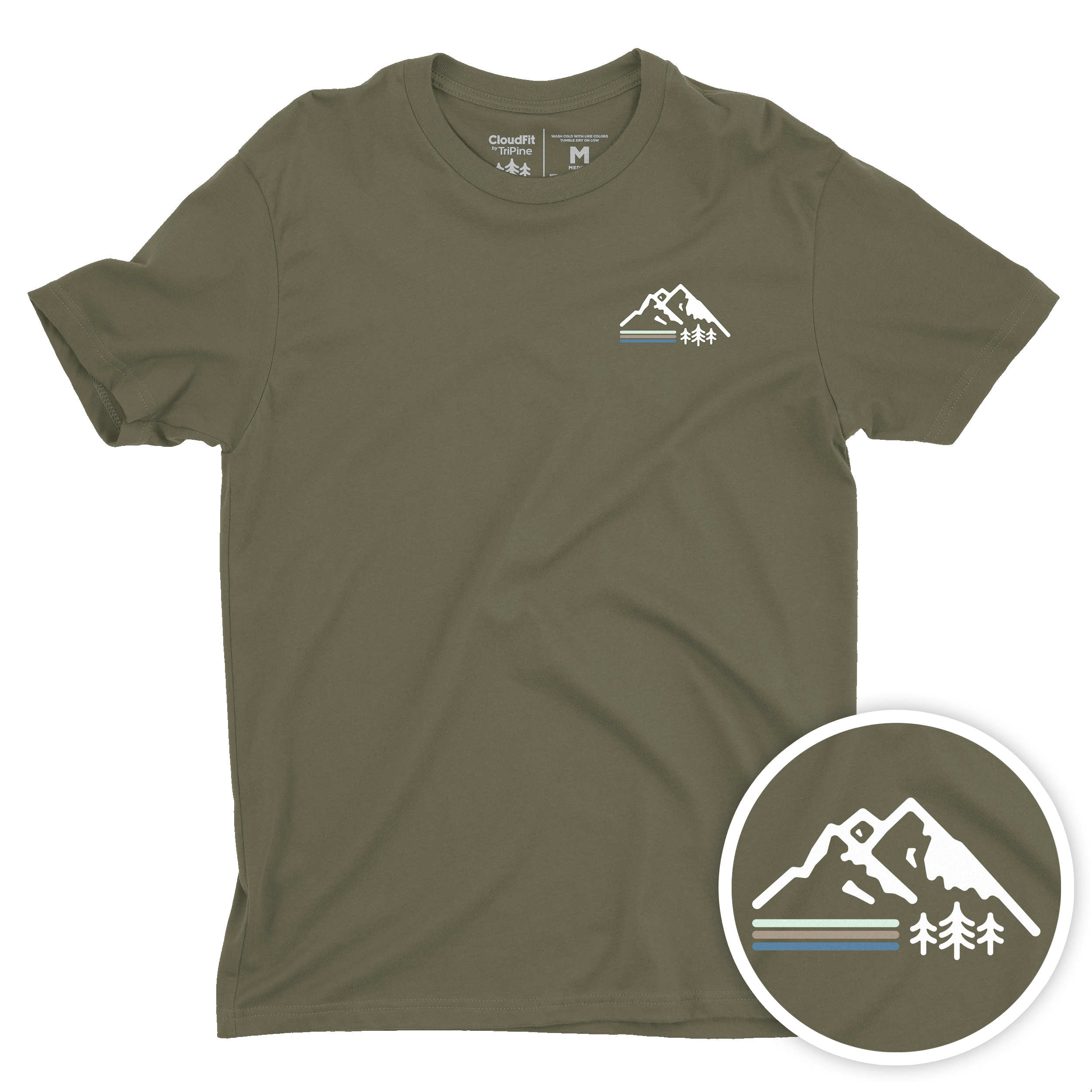 TriPine Short Sleeve Tee Olive / Small Retro Mountain CloudFit Tee