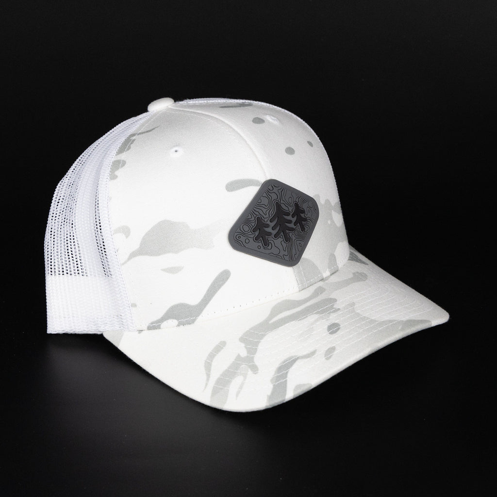 TriPine Trucker Hat Alpine White Camo Camo Topo Diamond Pines Trucker Hat