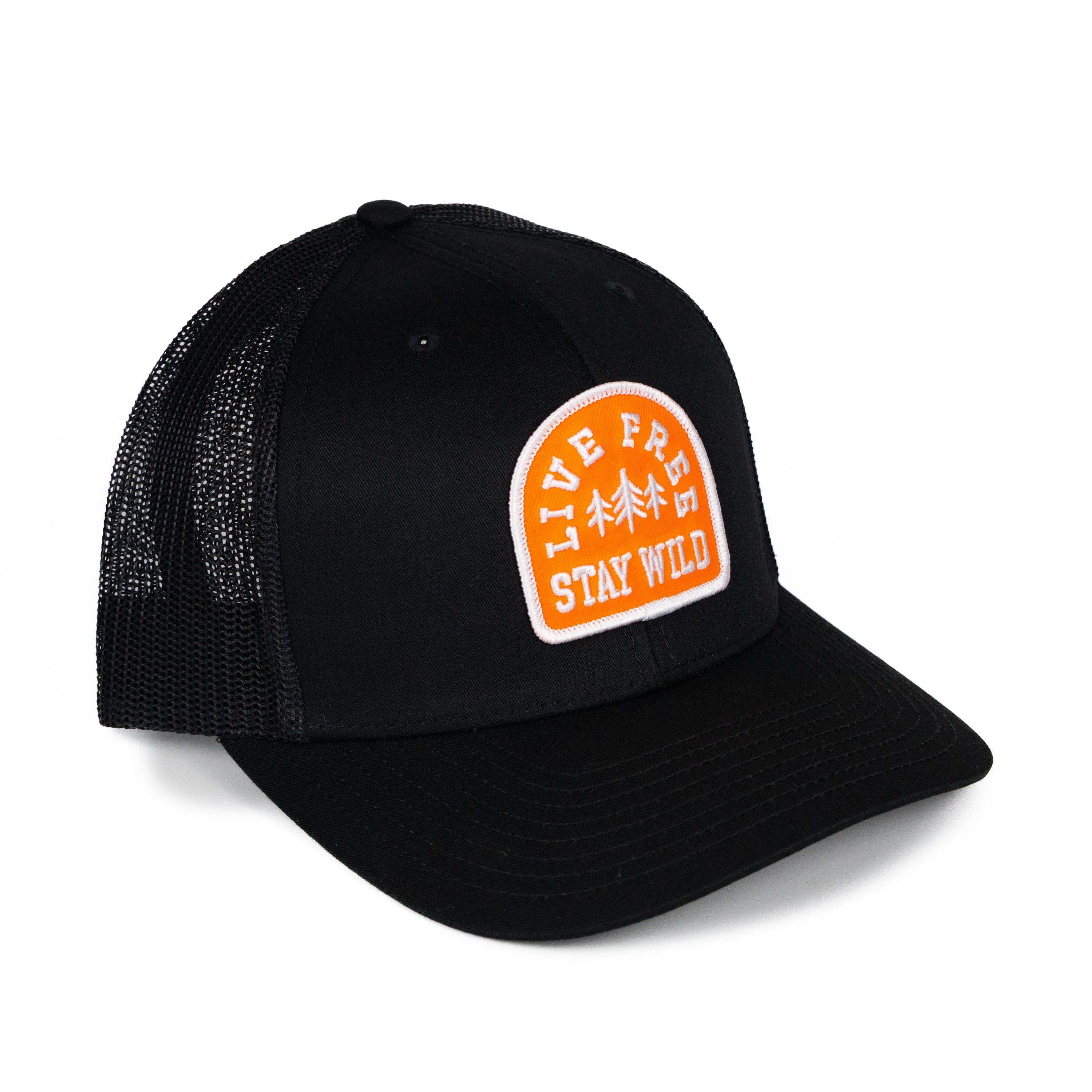 TriPine Trucker Hat Black/ Black Live Free Stay Wild Trucker Hat