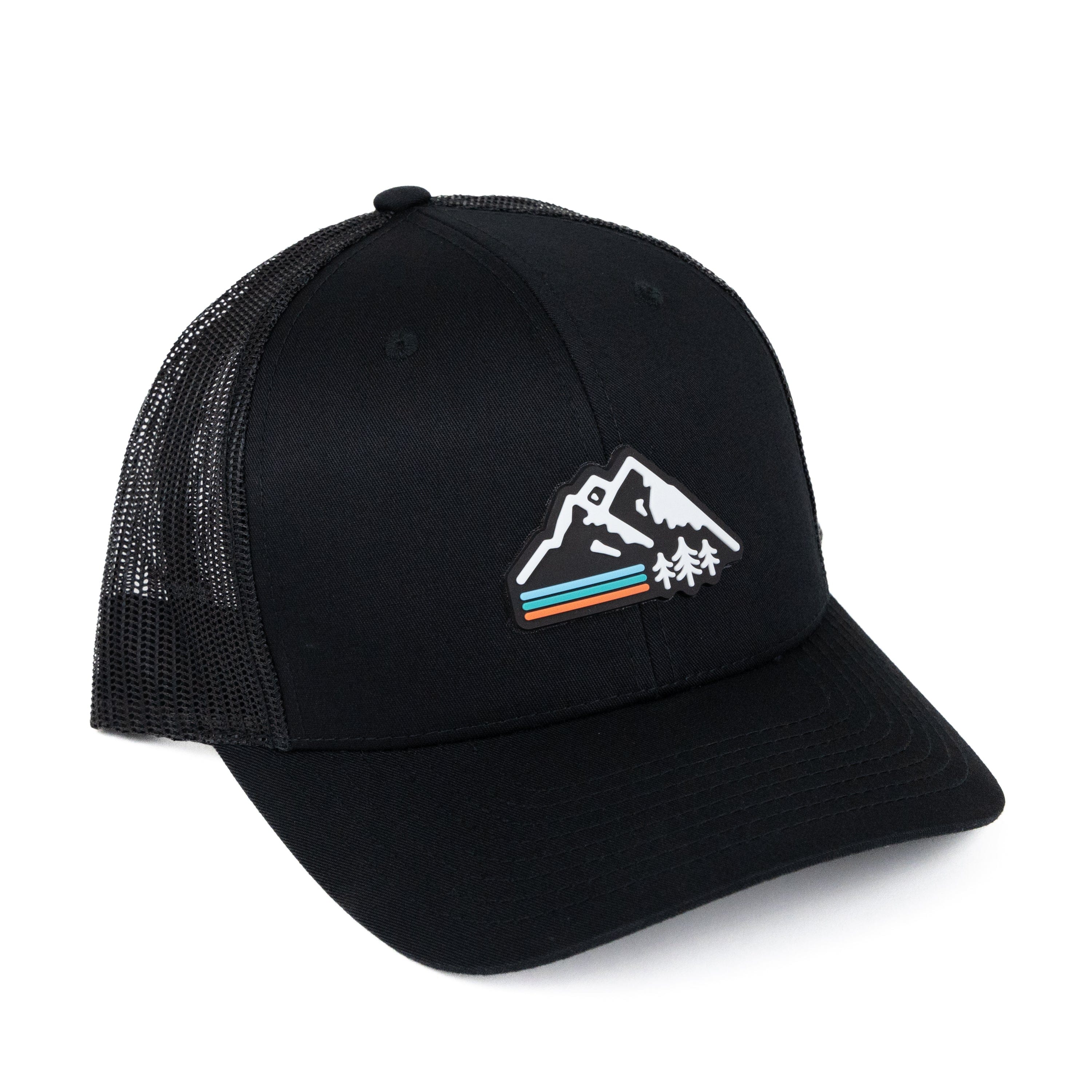 TriPine Trucker Hat Black/ Black Retro Mountain Trucker Hat