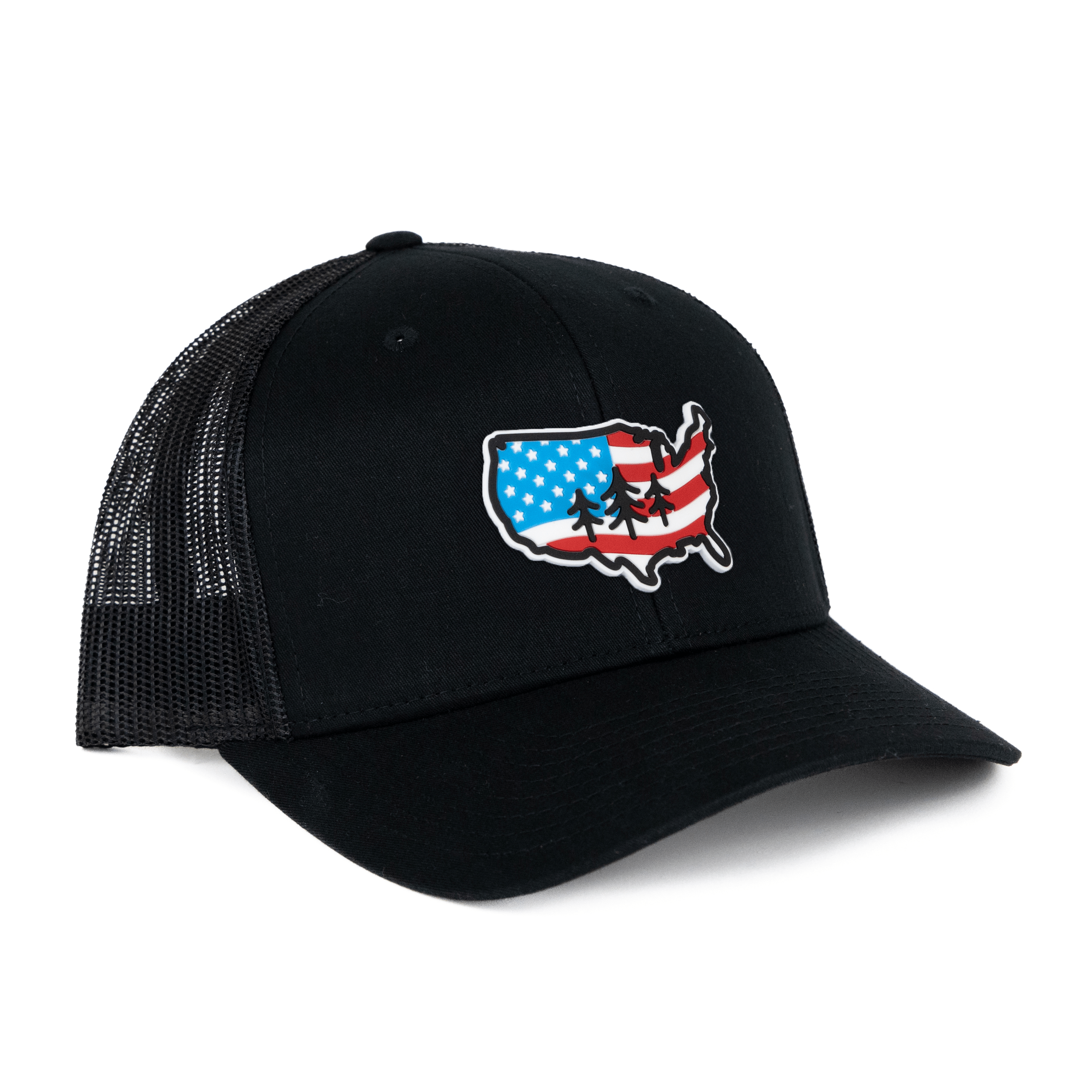 TriPine Trucker Hat Black/ Black TriPine Flag Trucker Hat