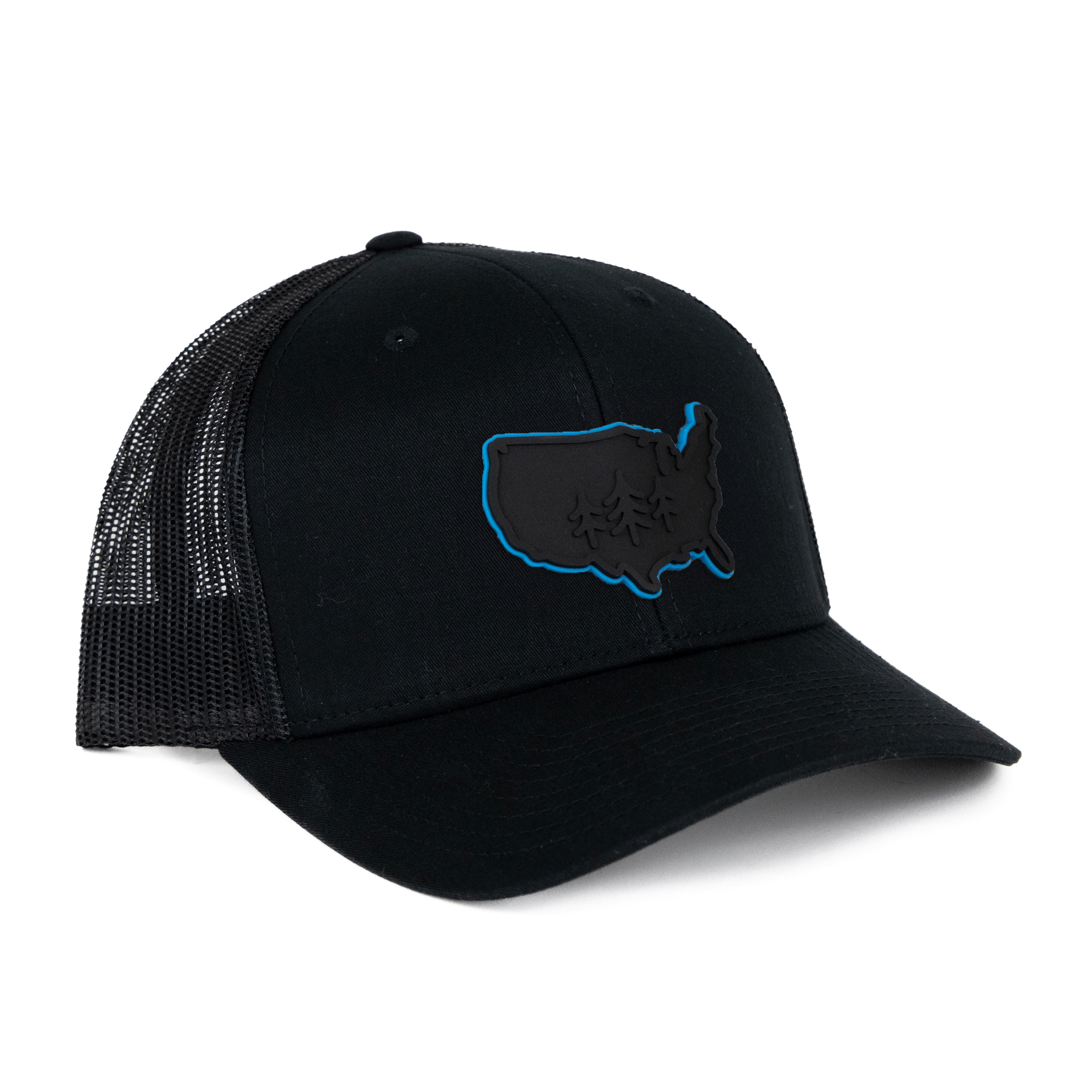 TriPine Trucker Hat Black/ Black USA TriPine Trucker Hat