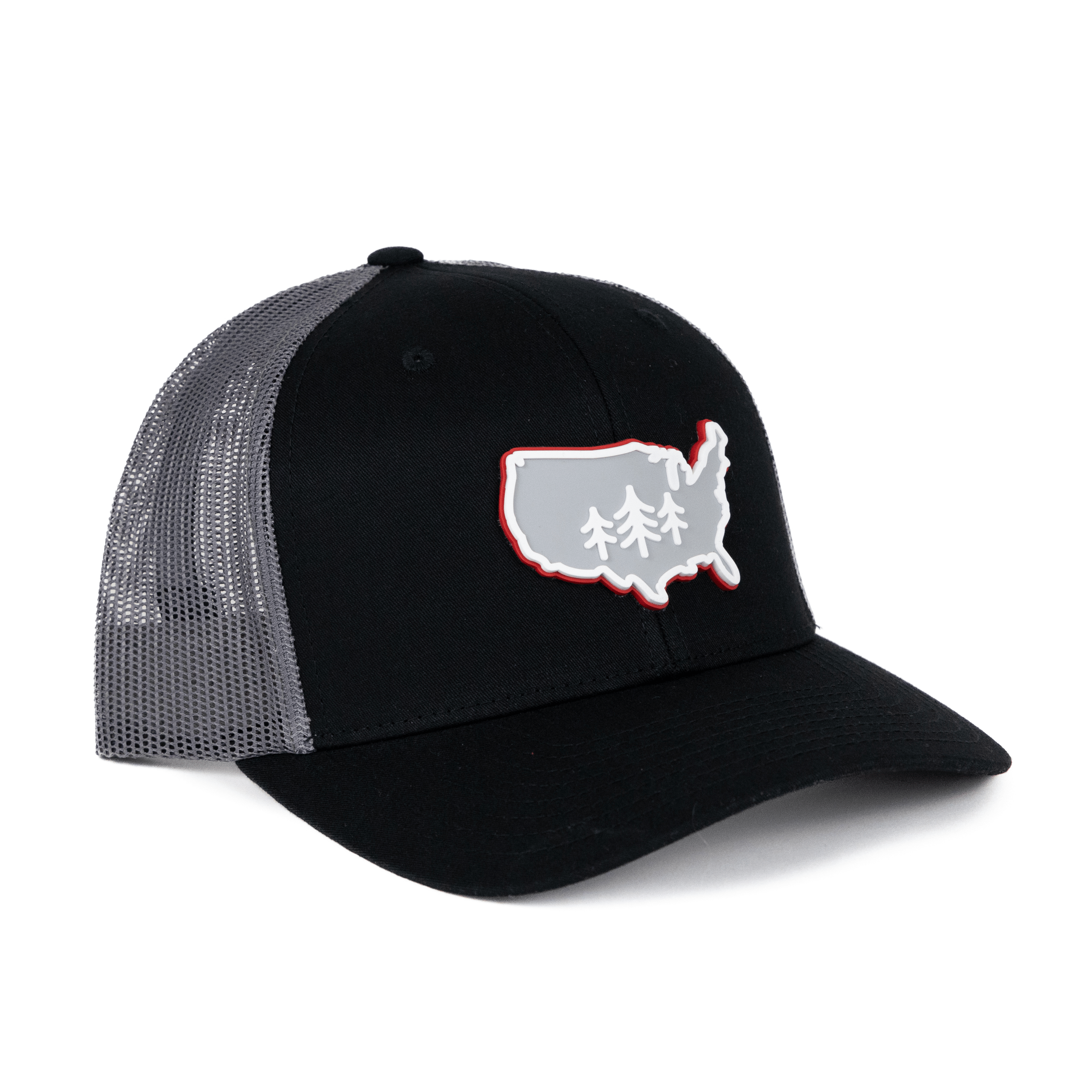 TriPine Trucker Hat Black/ Steel Gray USA TriPine Trucker Hat