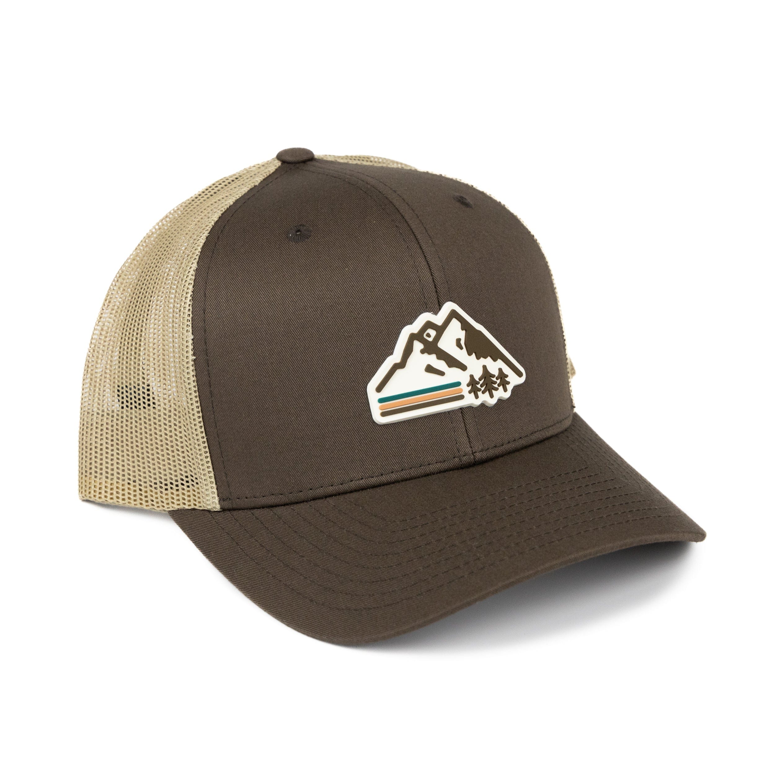 TriPine Trucker Hat Brown/ Tan Retro Mountain Trucker Hat