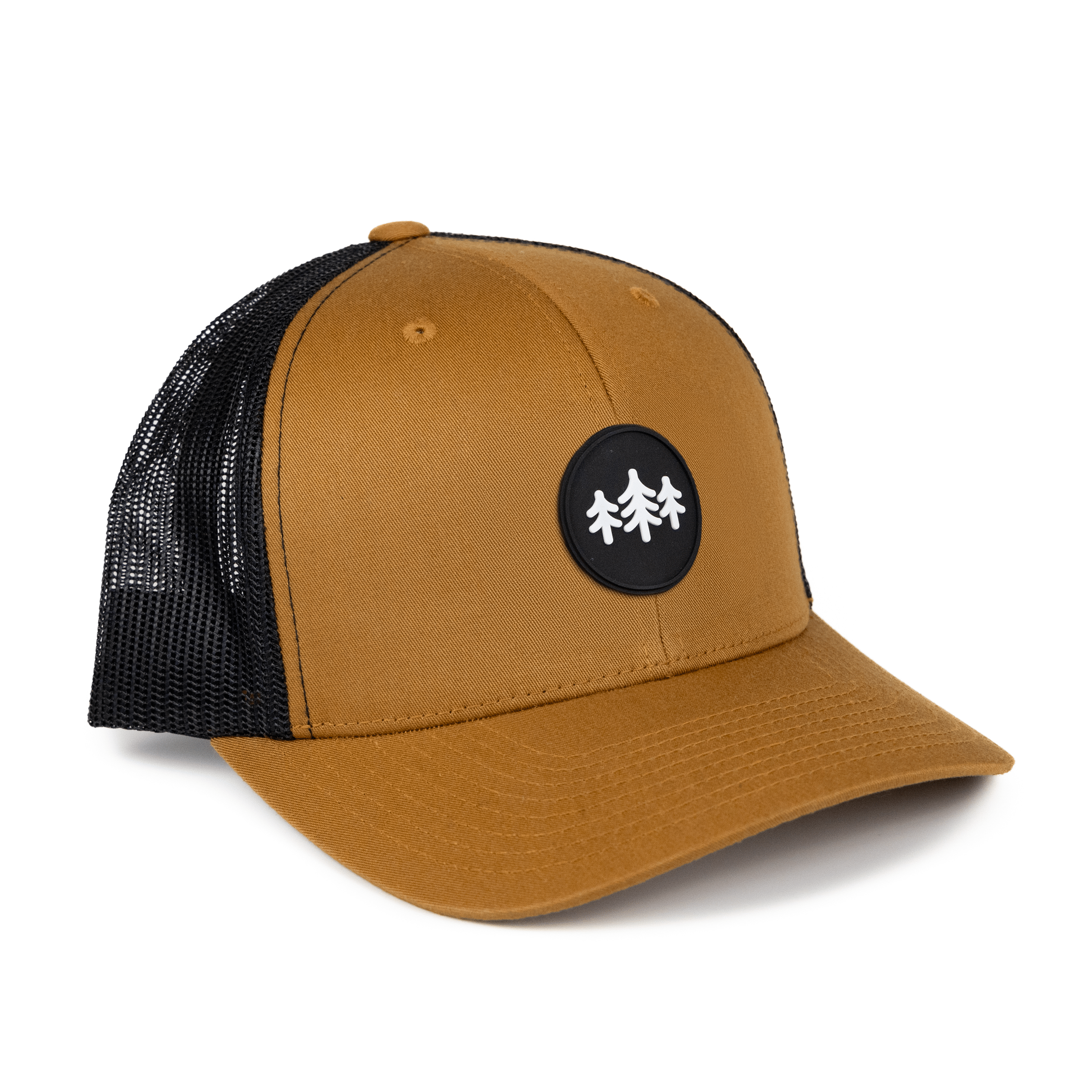 TriPine Trucker Hat Caramel/ Black Coin Patch Trucker Hat