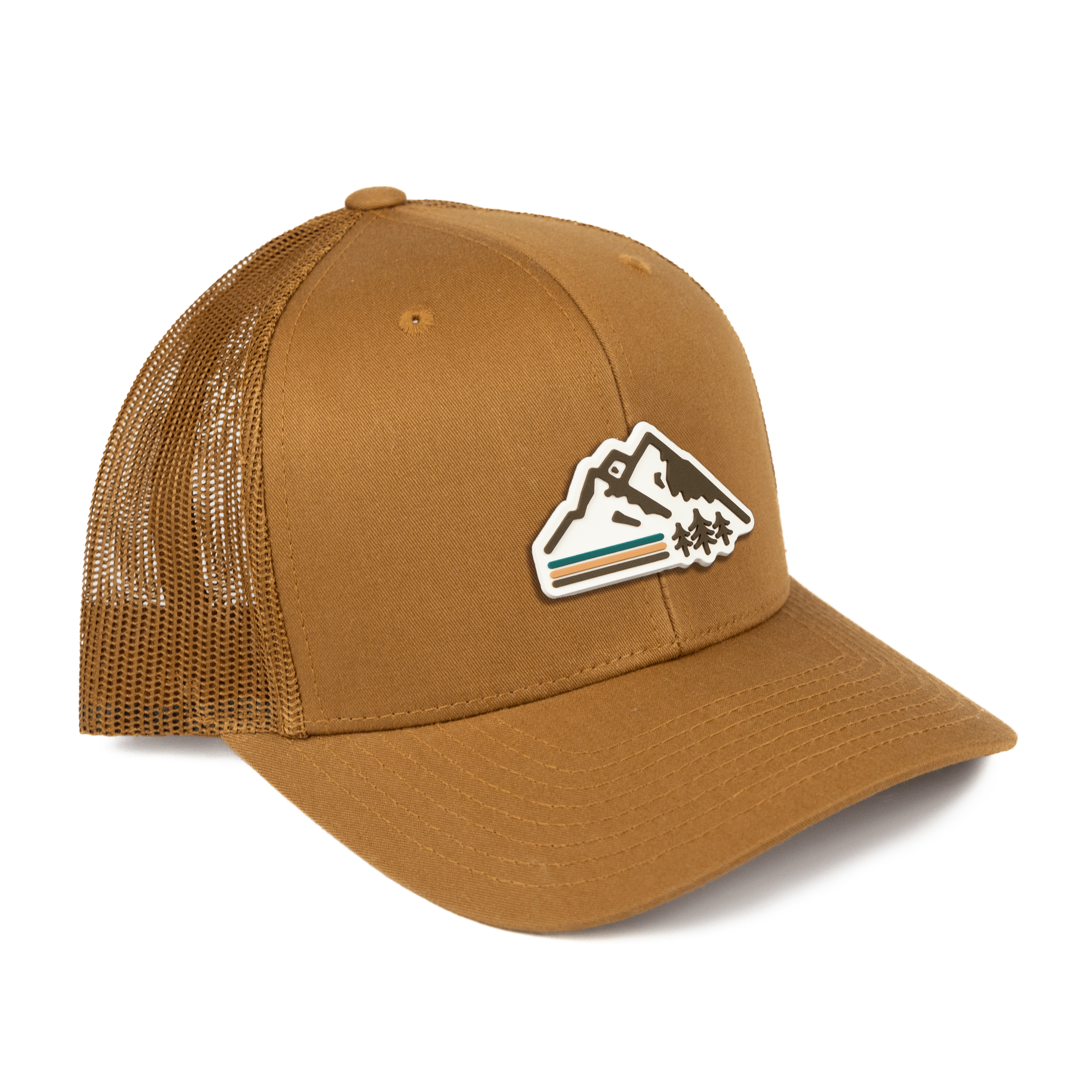 TriPine Trucker Hat Caramel/ Cream Retro Mountain Trucker Hat