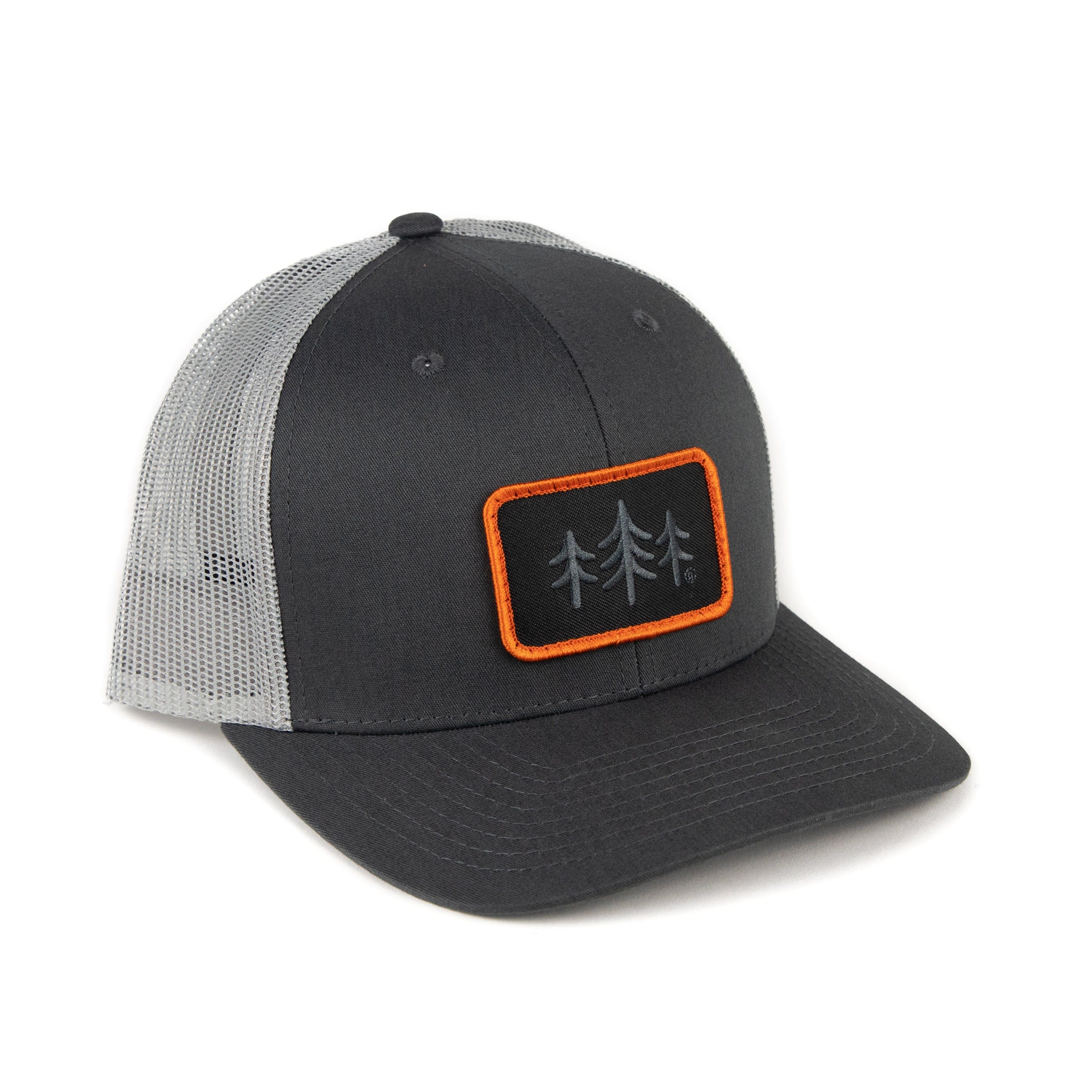 TriPine Trucker Hat Charcoal/ Silver/ Orange TriPine Patch Trucker Hat