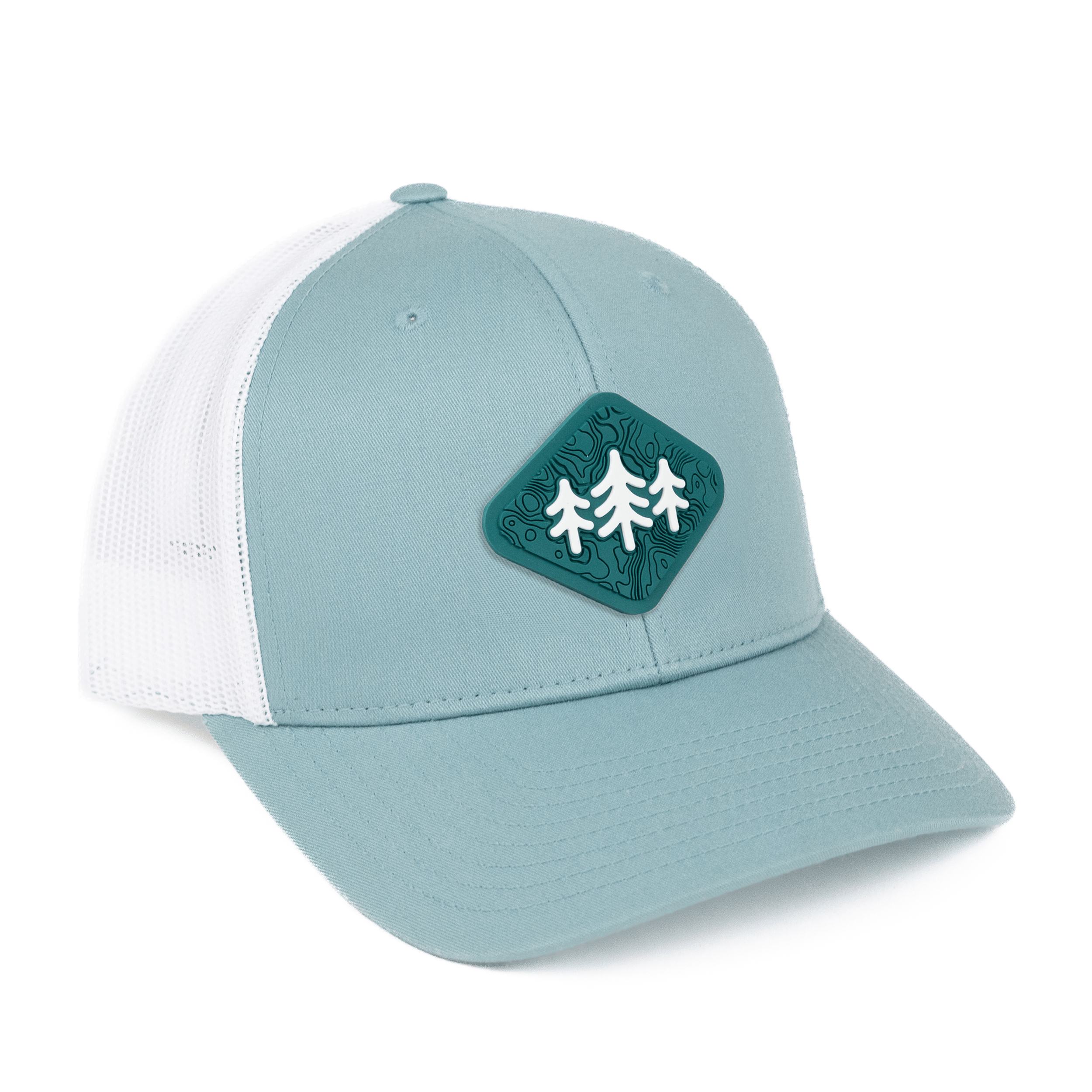 TriPine Trucker Hat Coastal Blue/ White Topo Diamond Pines Trucker Hat