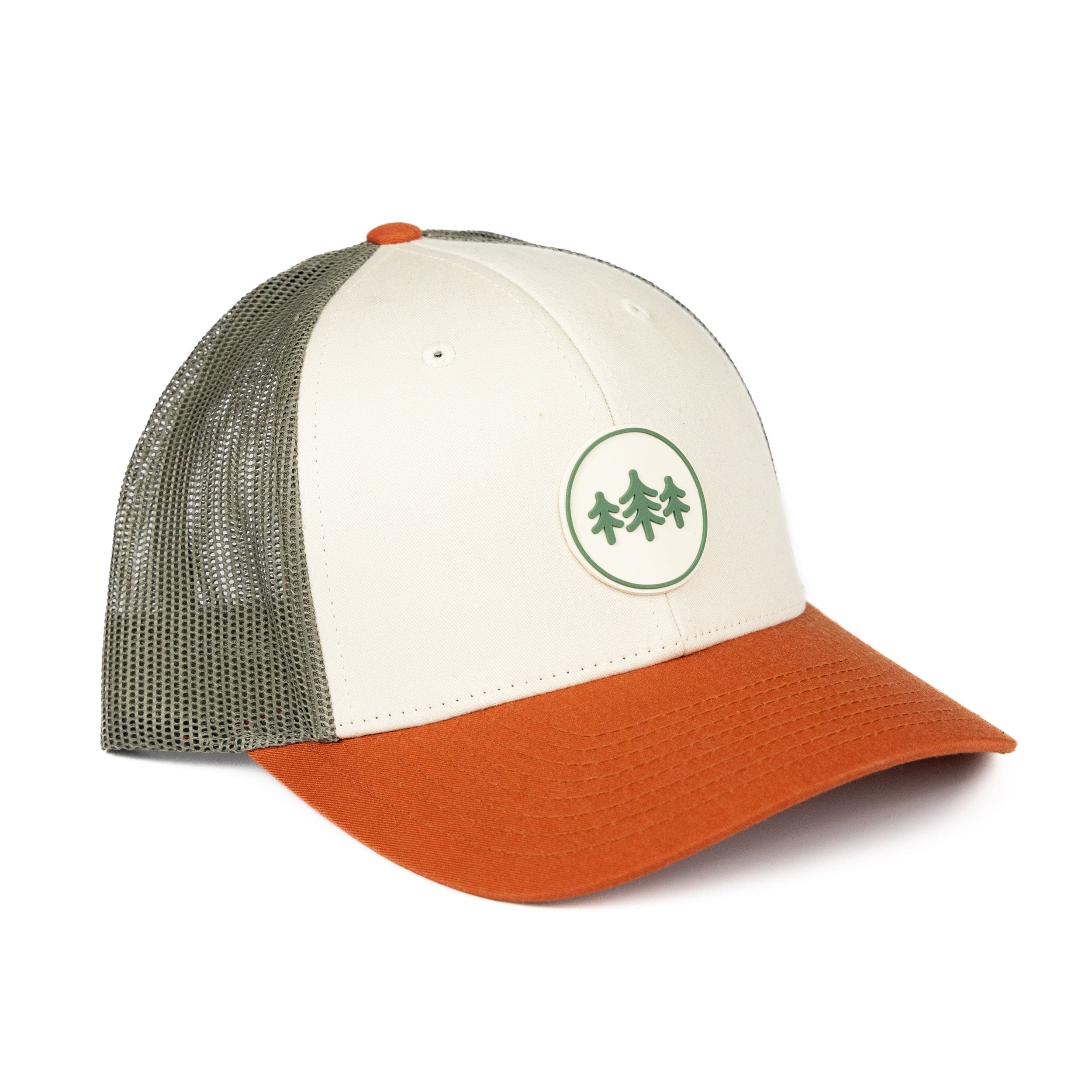 TriPine Trucker Hat Cream/ Loden/ Dark Orange Coin Patch LowPro Trucker Hat