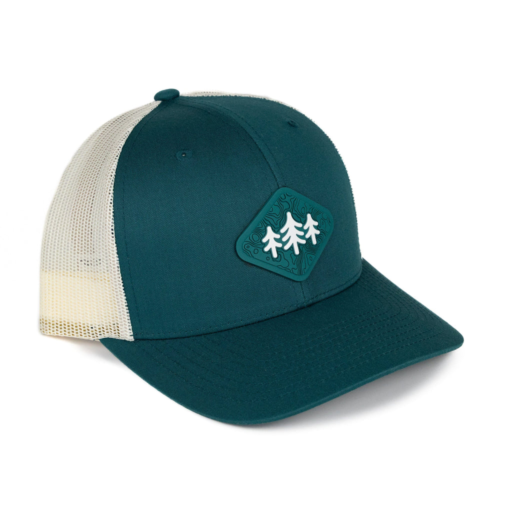 TriPine Trucker Hat Deep Teal/ Birch Topo Diamond Pines Trucker Hat