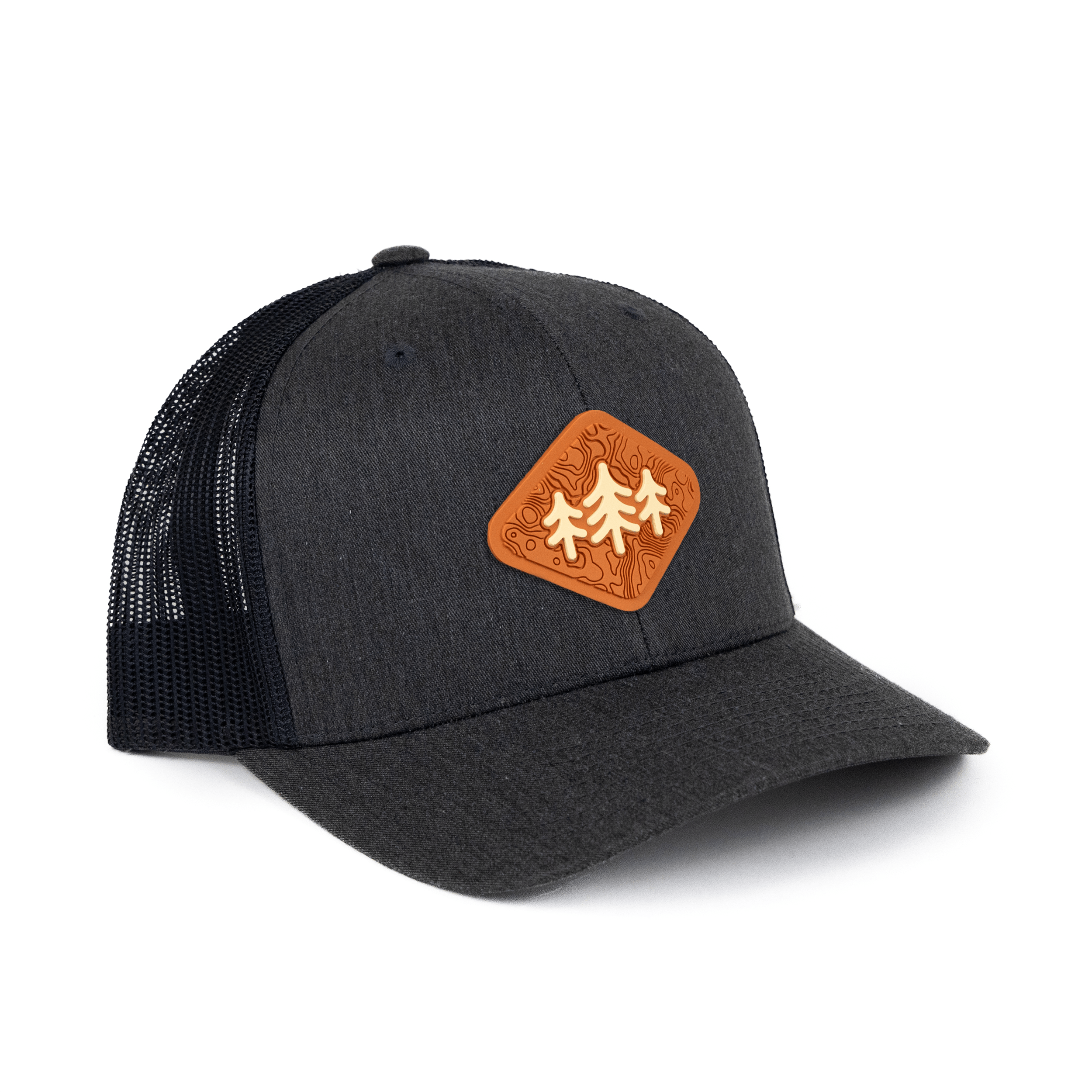 TriPine Trucker Hat Heather Charcoal/ Charcoal Topo Diamond Pines Trucker Hat