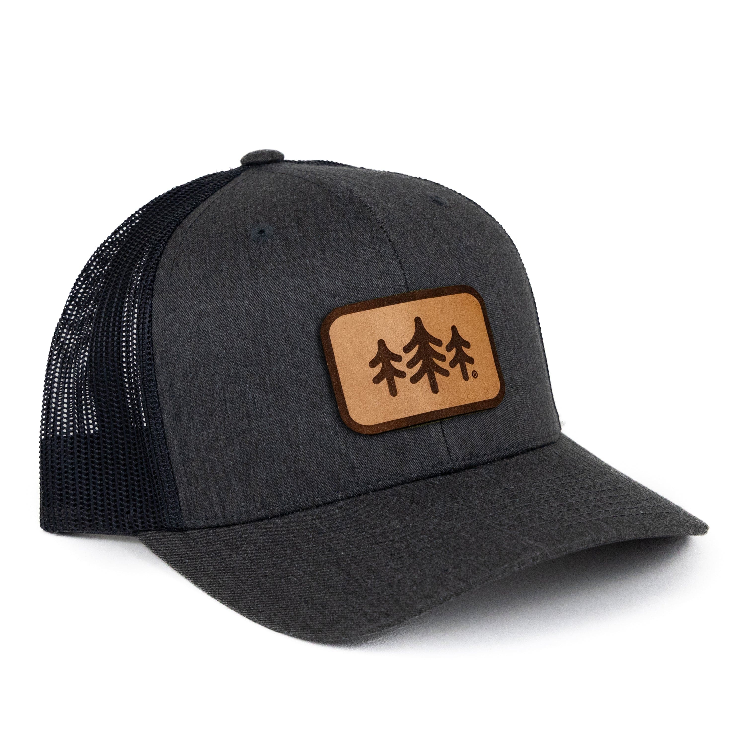 TriPine Trucker Hat Heather Charcoal/ Charcoal TriPine Leather Patch Trucker Hat
