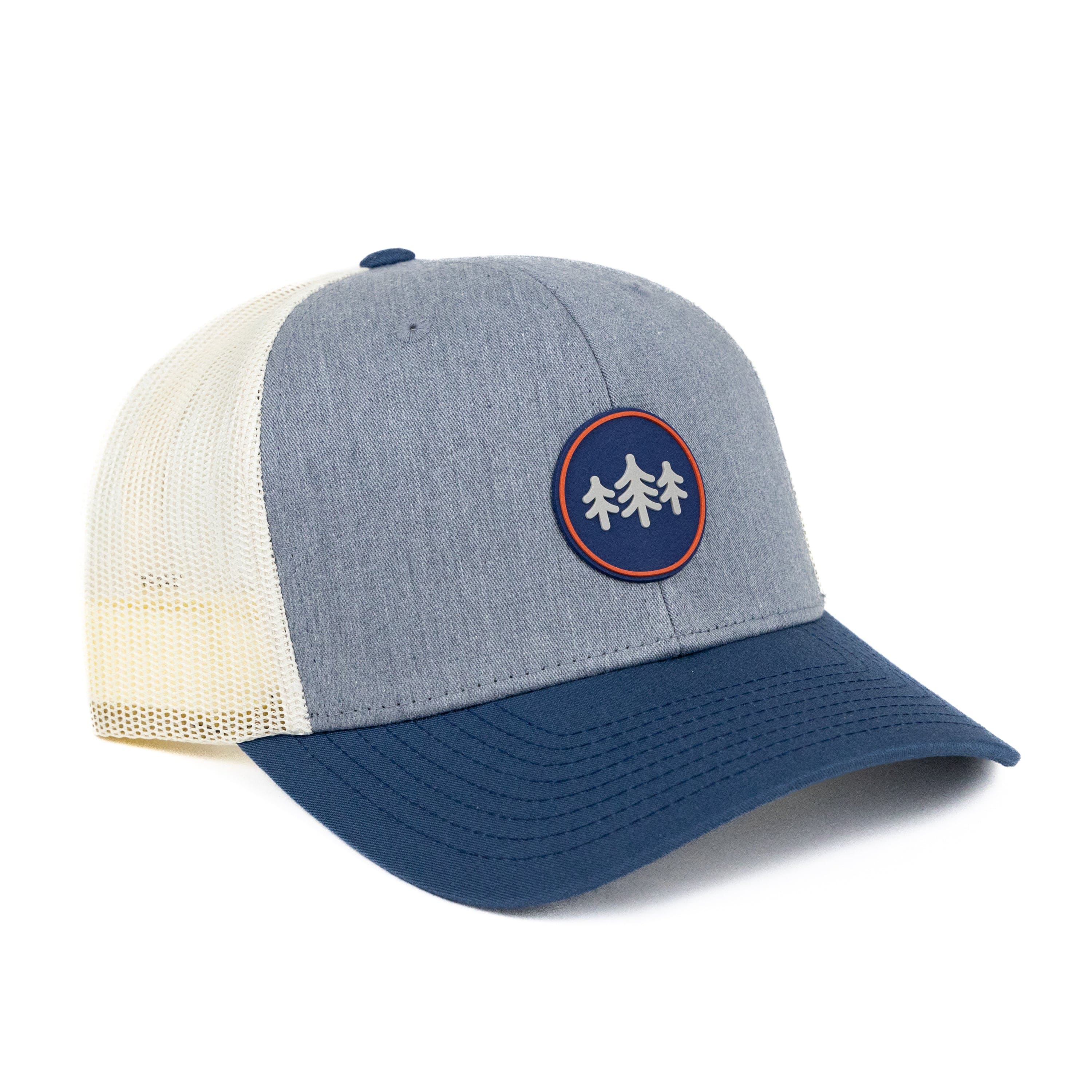 TriPine Trucker Hat Heather Gray/ Birch/ Navy Coin Patch Trucker Hat