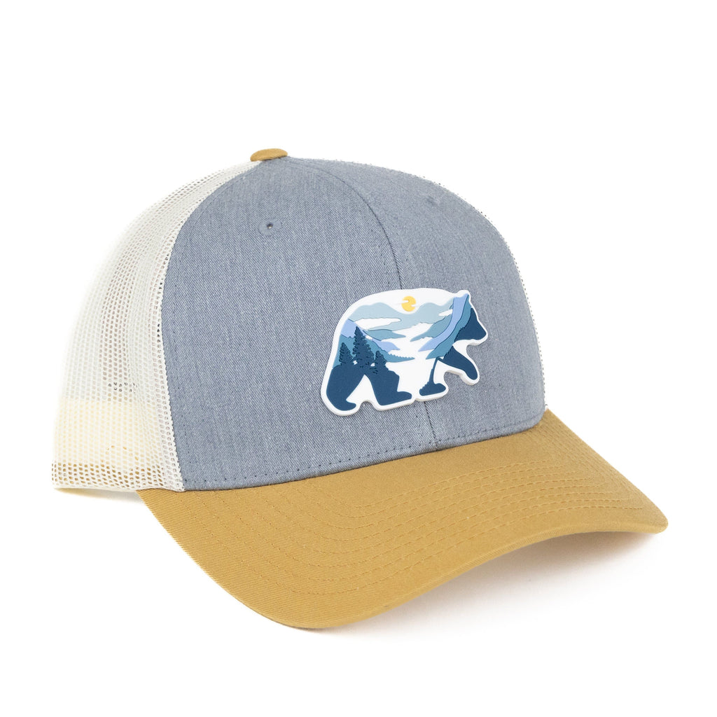TriPine Trucker Hat Heather Gray/ Birch/ Wheat Smokies Bear Trucker Hat