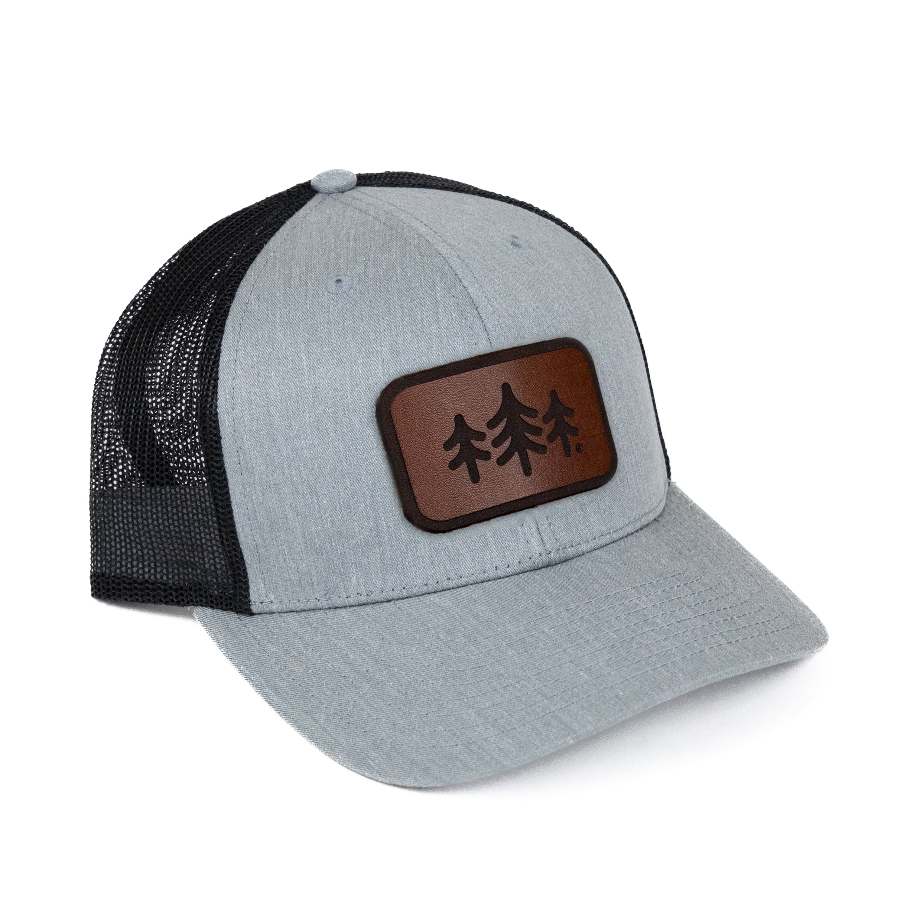 TriPine Trucker Hat Heather Gray/ Black TriPine Leather Patch Trucker Hat