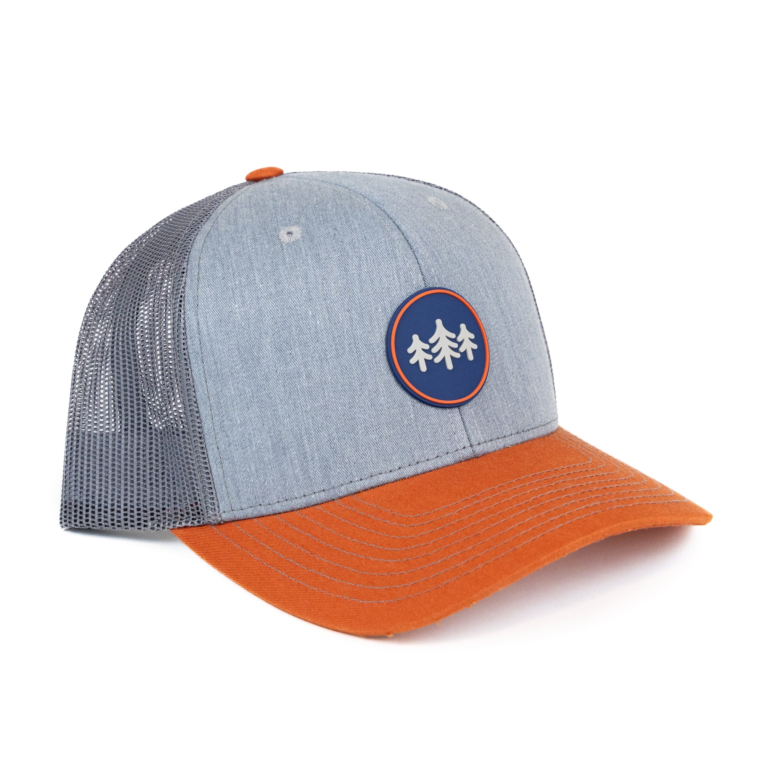 TriPine Trucker Hat Heather Gray/ Charcoal/ Dark Orange Coin Patch Trucker Hat