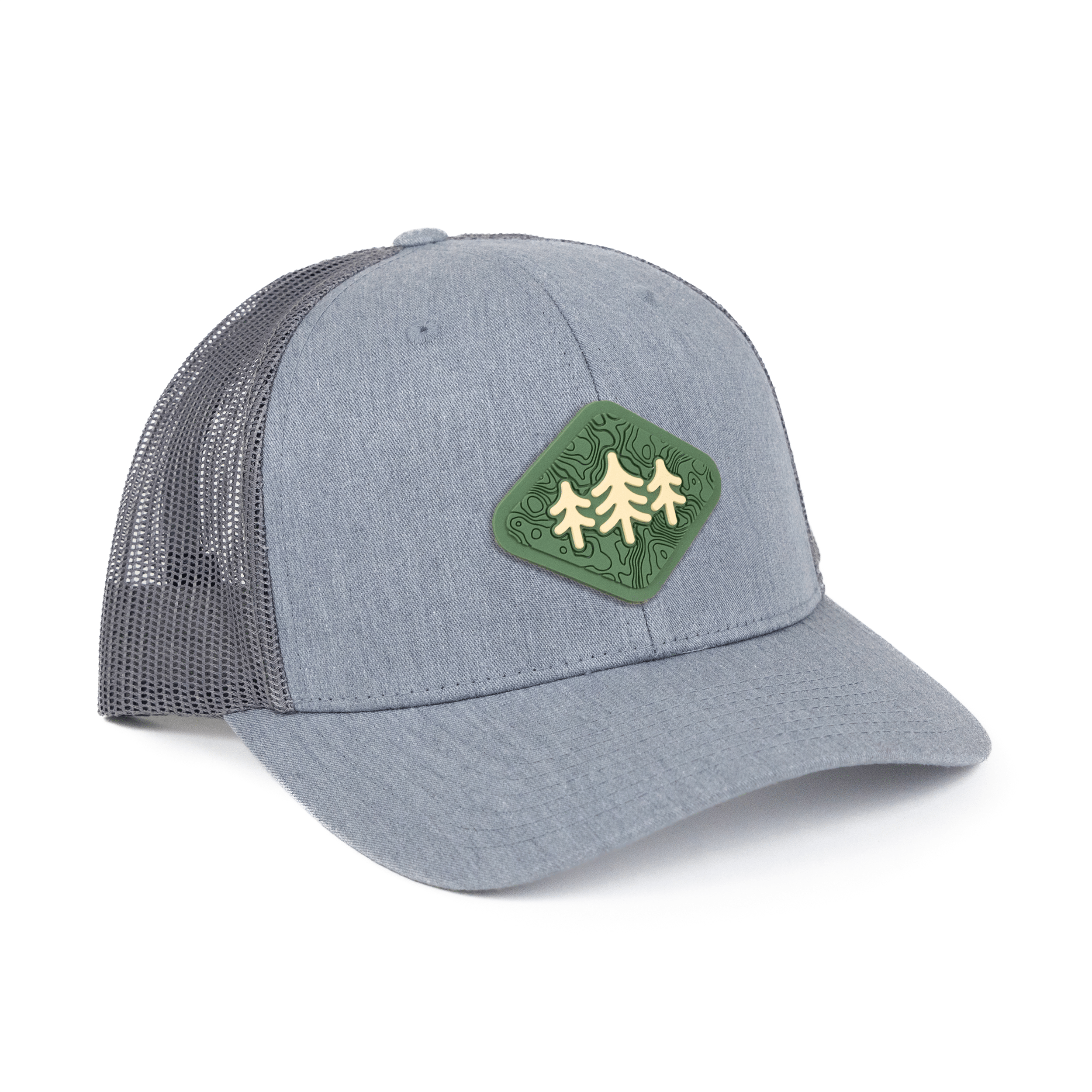 TriPine Trucker Hat Heather Gray/ Light Steel Topo Diamond Pines Trucker Hat