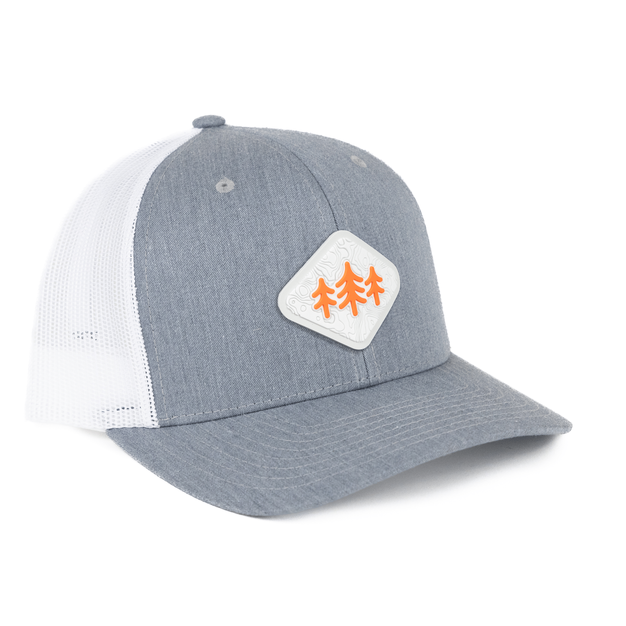 TriPine Trucker Hat Heather Gray/ White Topo Diamond Pines Trucker Hat
