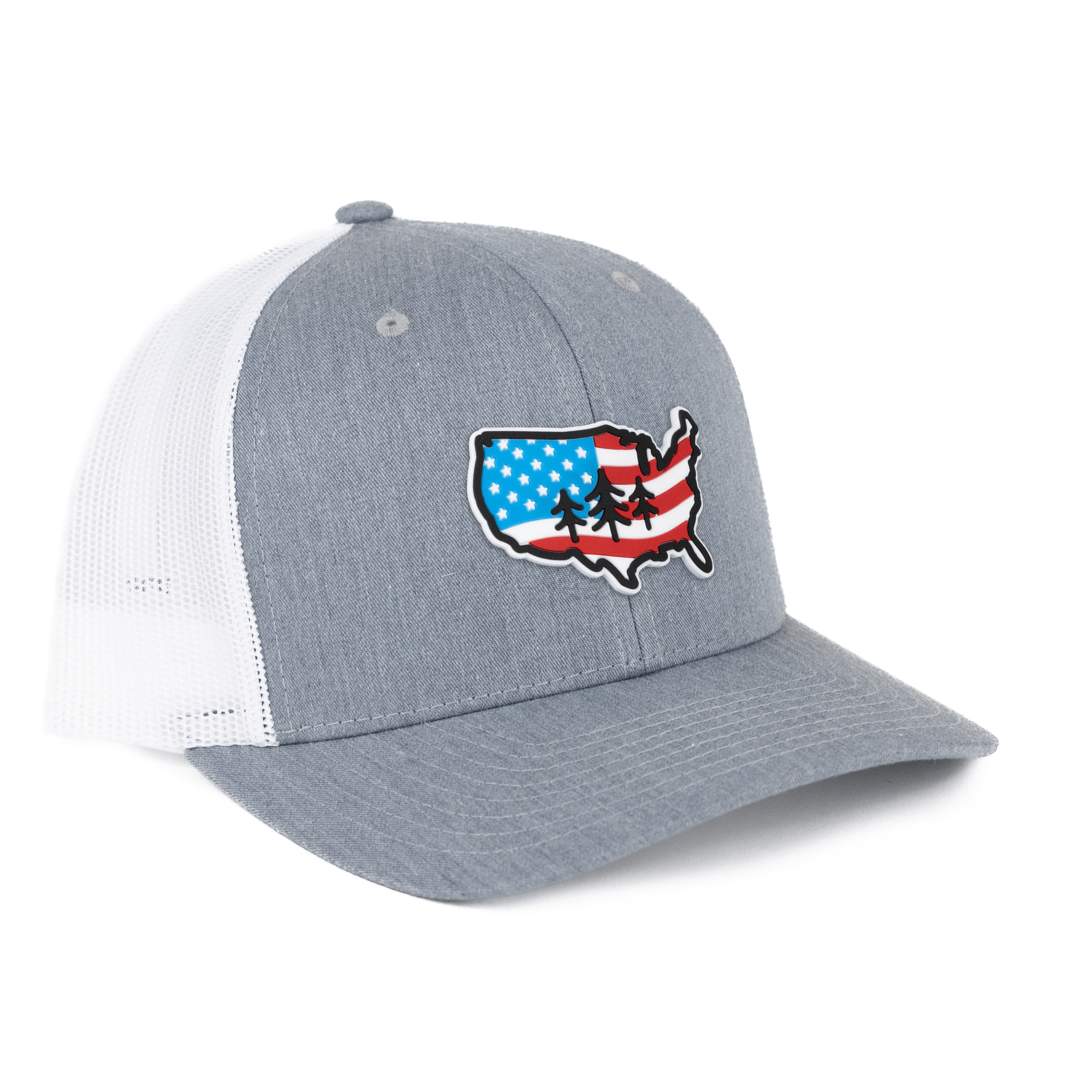 TriPine Trucker Hat Heather Gray/ White TriPine Flag Trucker Hat
