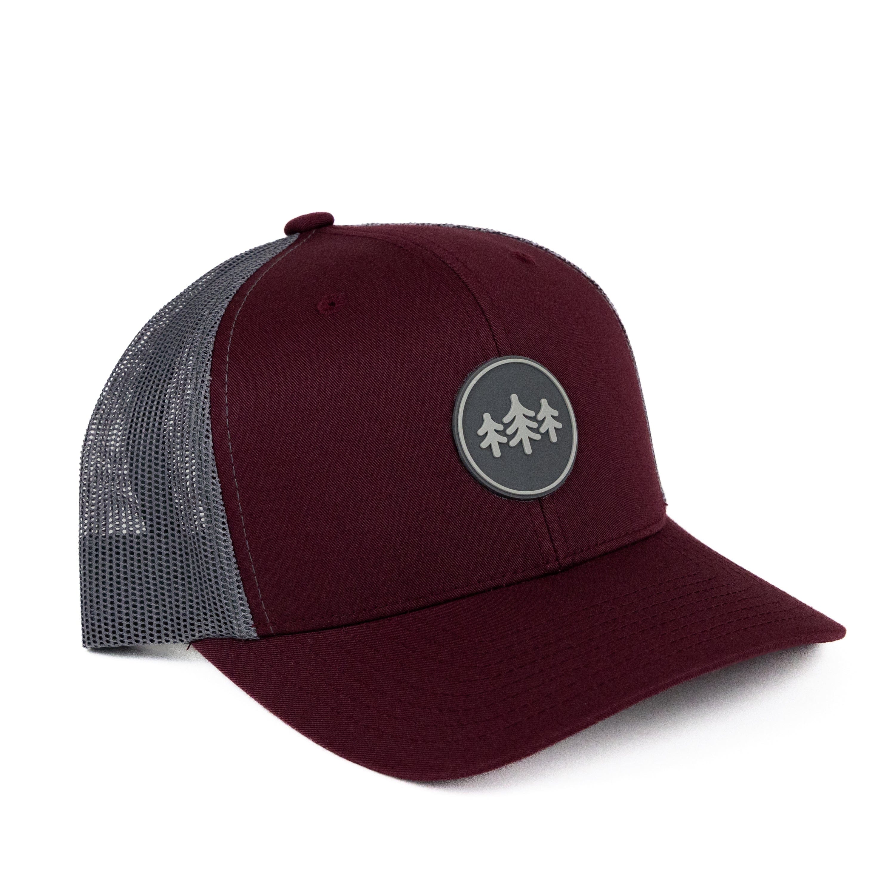 TriPine Trucker Hat Maroon/ Gray Coin Patch Trucker Hat