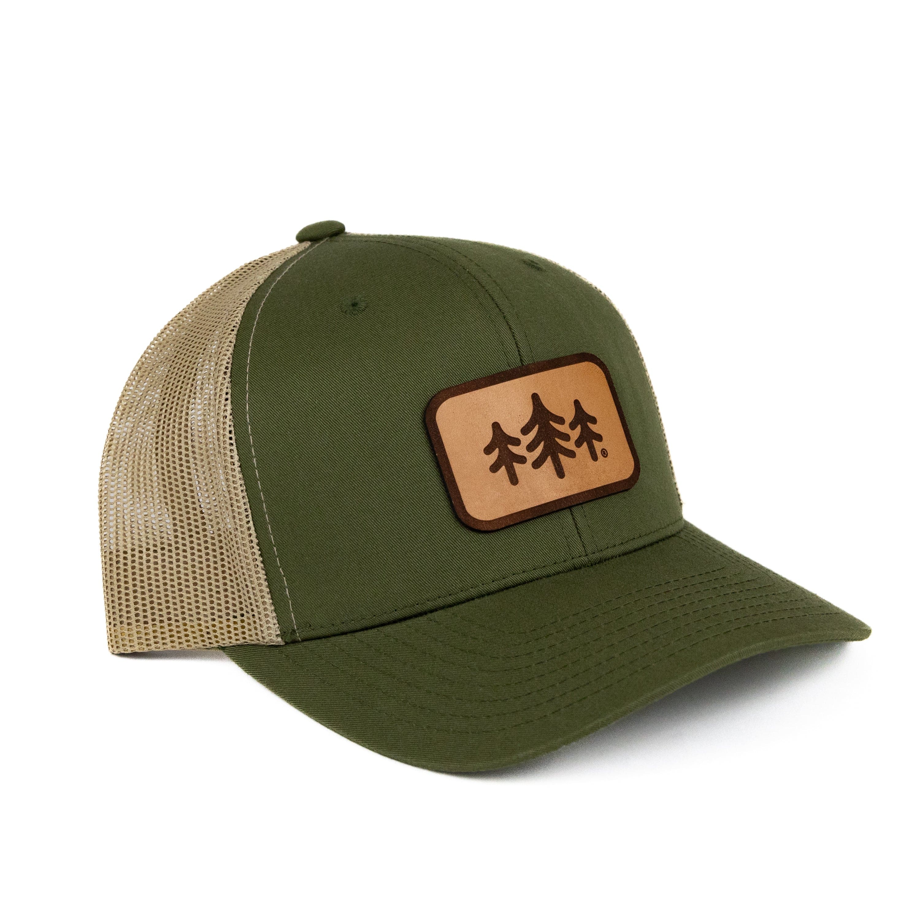 TriPine Trucker Hat Moss/ Khaki TriPine Leather Patch Trucker Hat