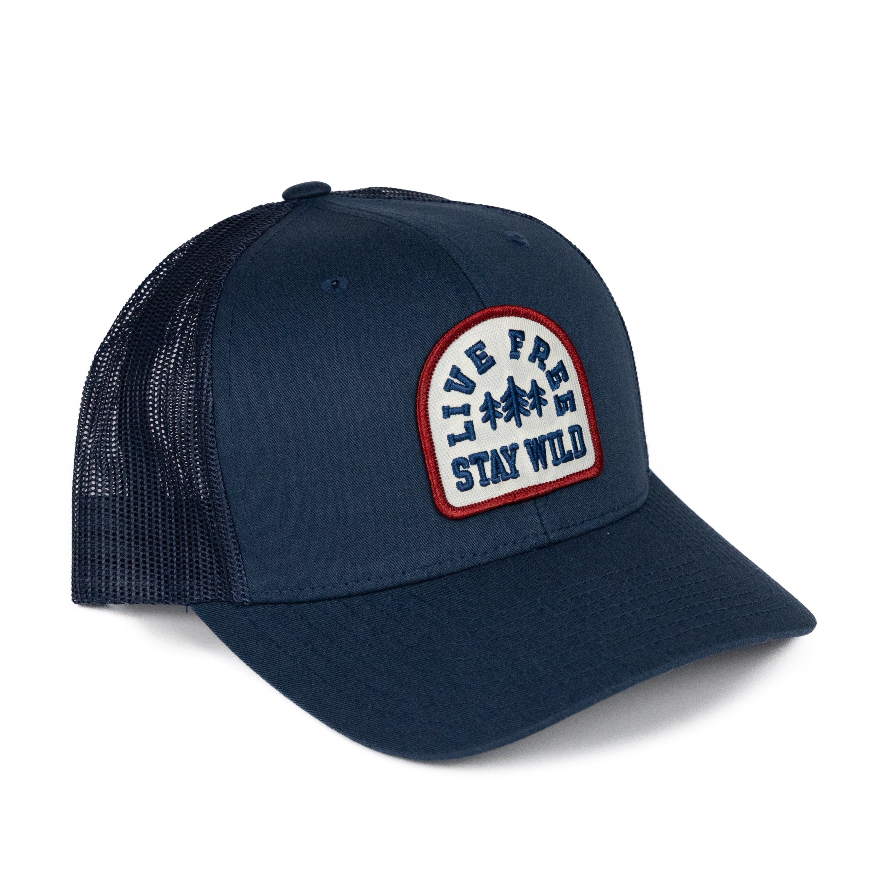 TriPine Trucker Hat Navy/ Navy Live Free Stay Wild Trucker Hat